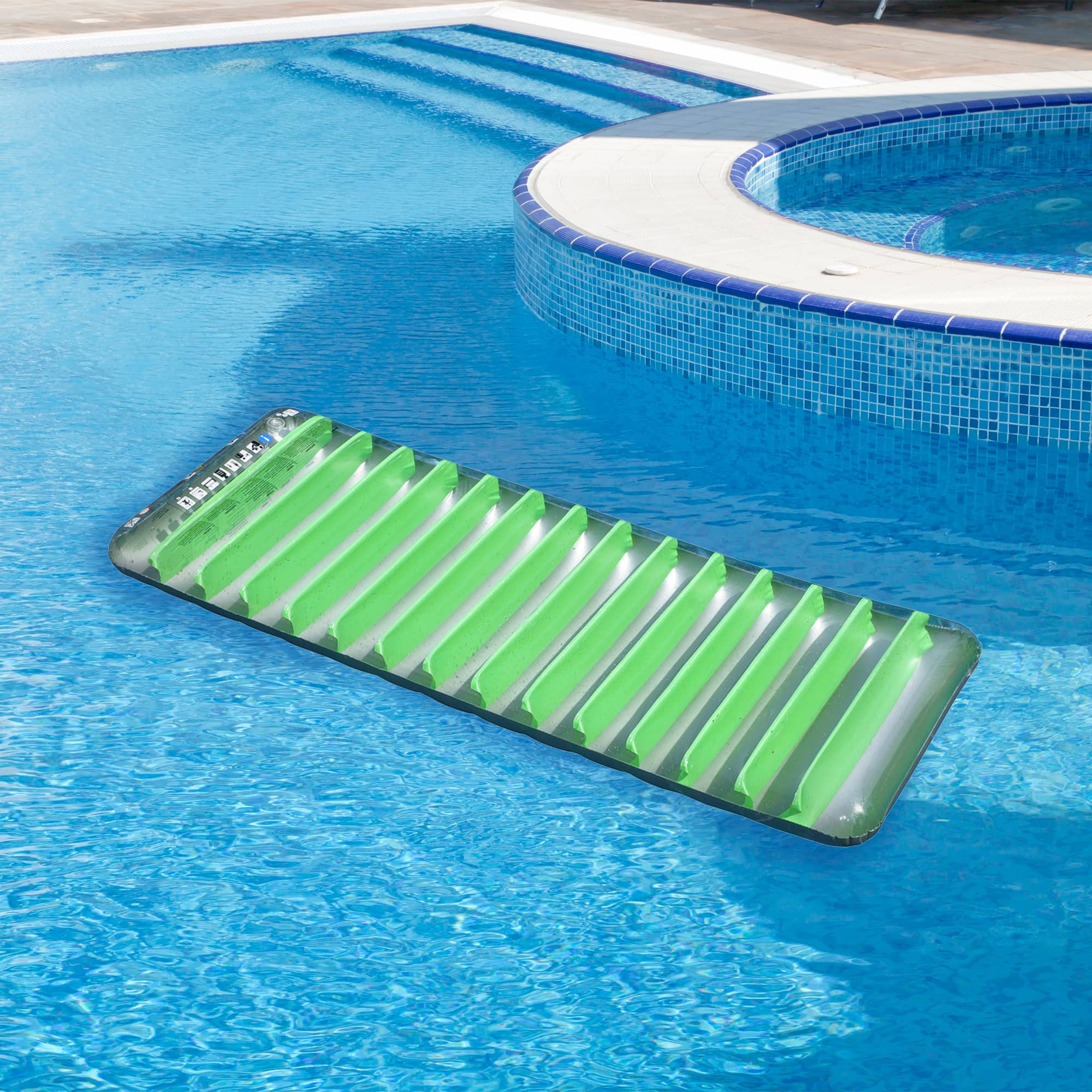 Swimline 6ft. Green & Gray Inflatable Sun Tanning Swimming Pool Mattress Raft