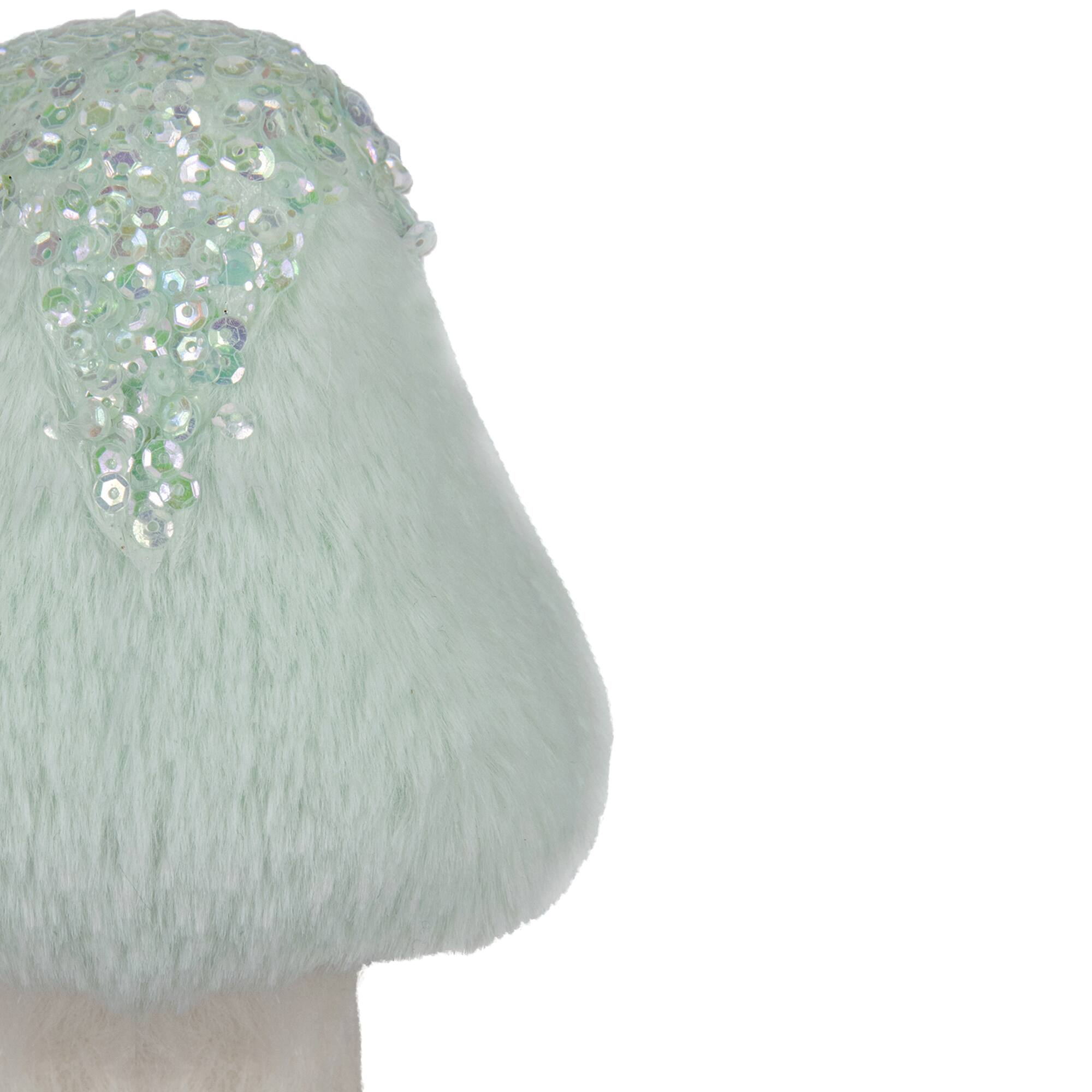 7.5" Light Green Tabletop Mushroom with Sequins