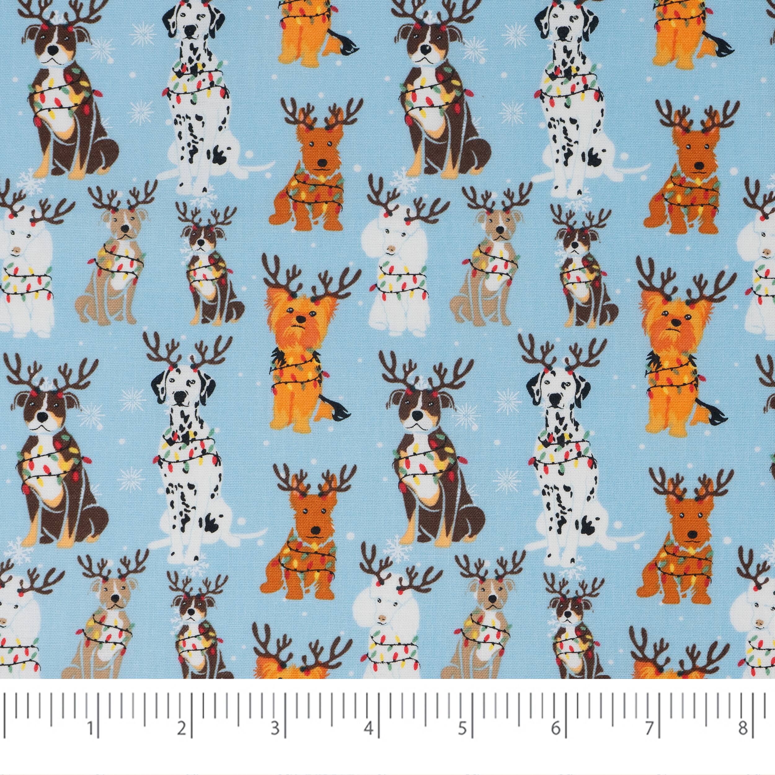 SINGER Christmas Reindeer Pups Cotton Fabric