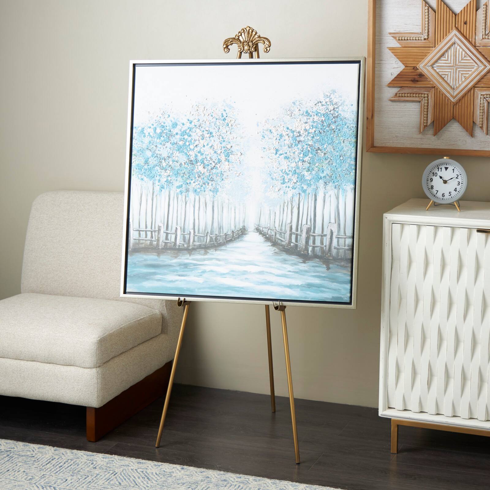 55.25" Gold Metal Large Foldable 2-Tier Display Easel with Scroll Finial