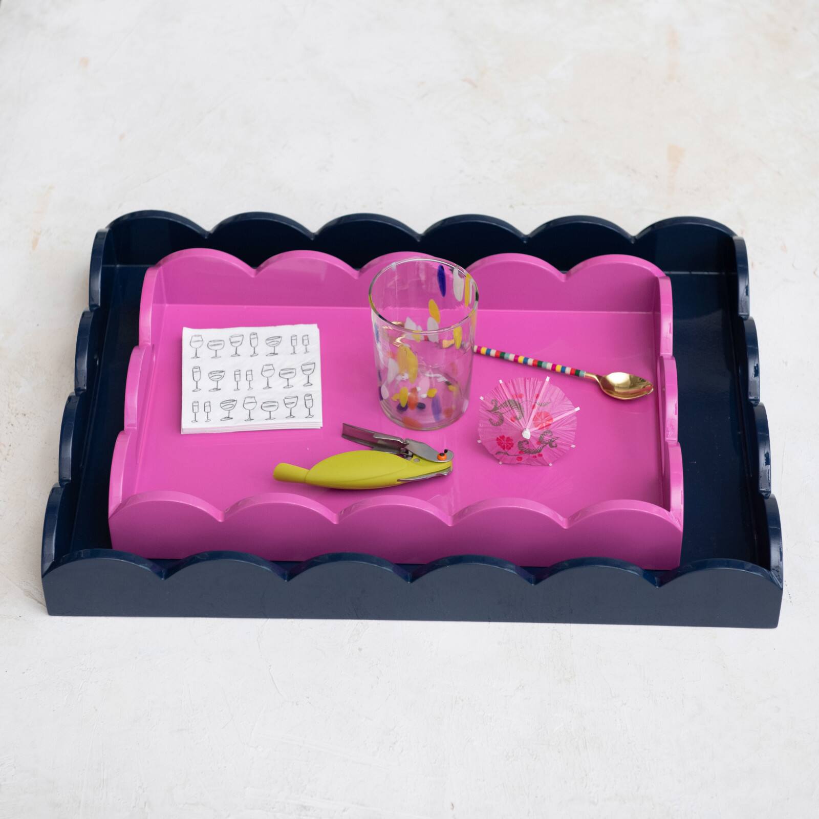 Hello Honey&#xAE; 20.5&#x22; Wide Navy Wood Tray