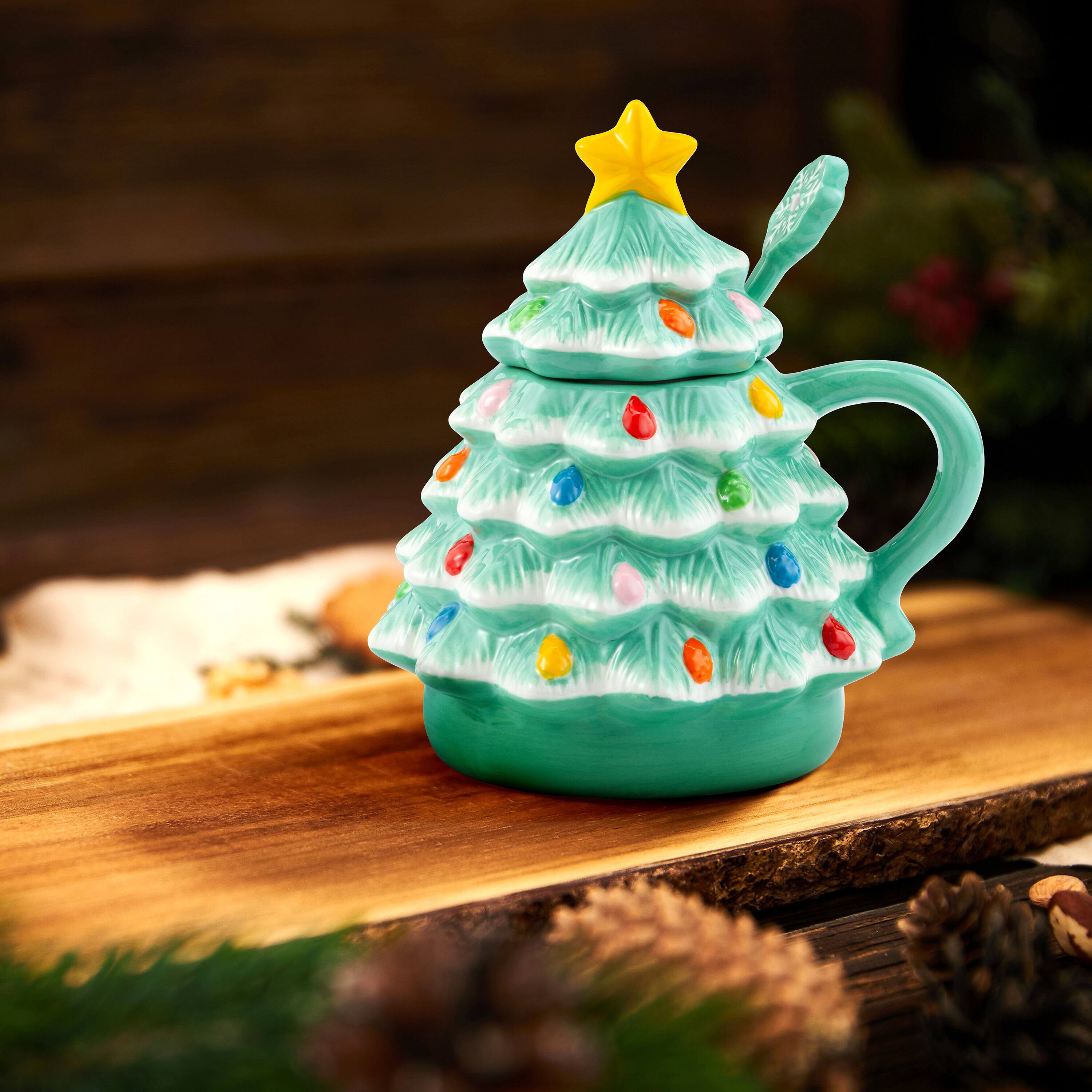 Seafoam Lidded Nostalgic Tree Mug with Spoon