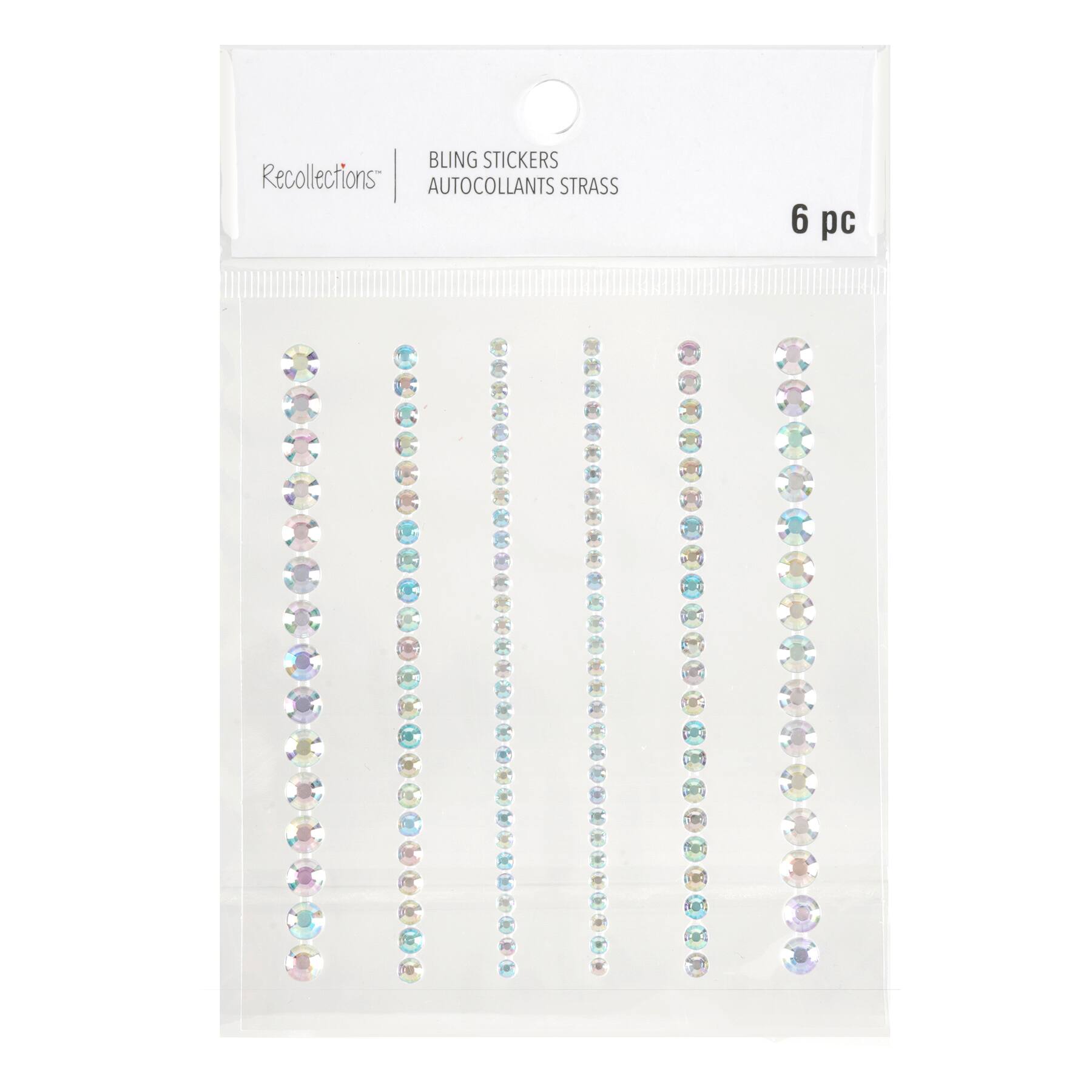 12 Packs: 6 ct. (72 total) Clear Iridescent Gem Strip Bling Stickers by Recollections™