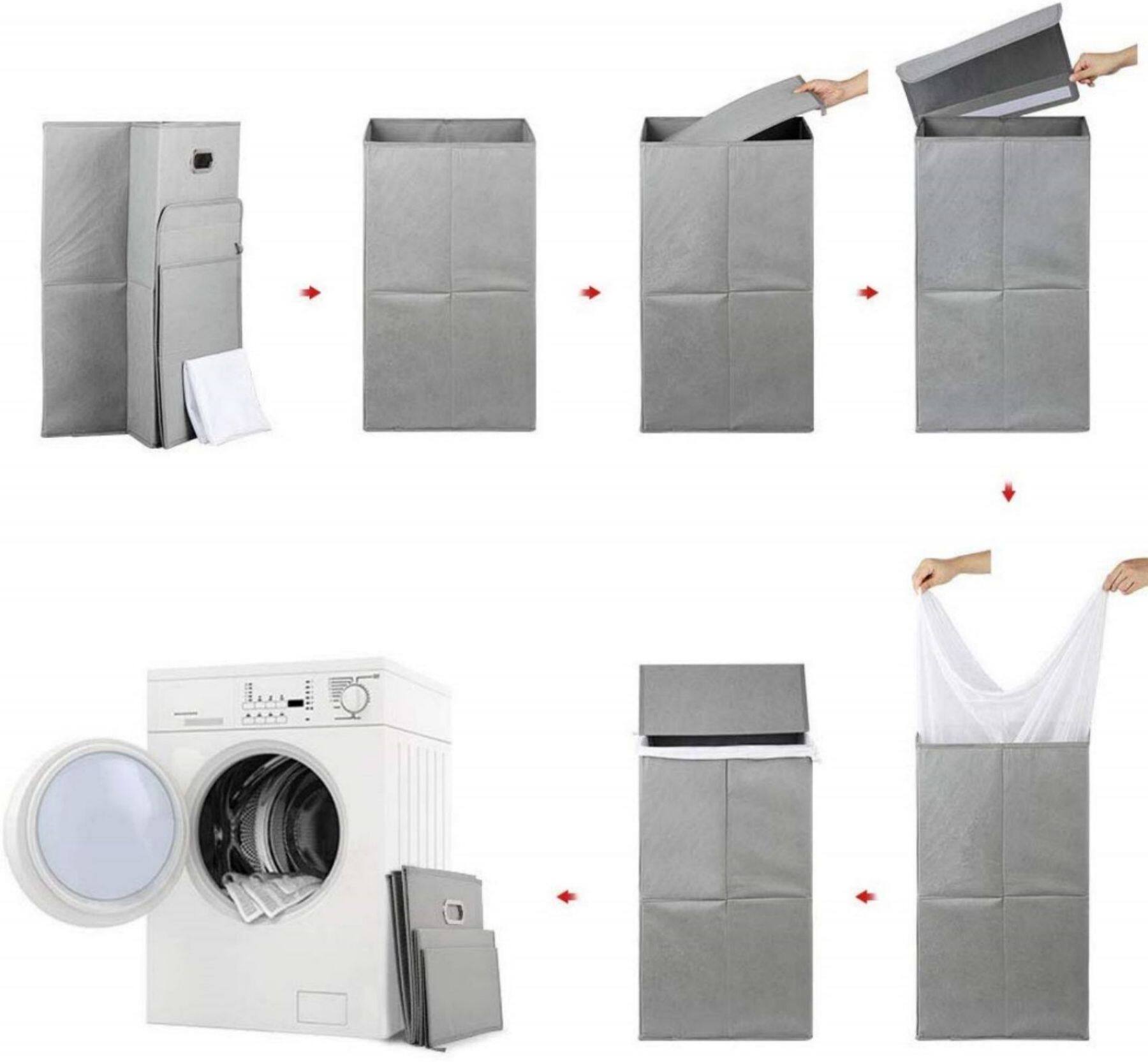 NEX™ Foldable Single Hamper Basket with Lid & Removable Liner