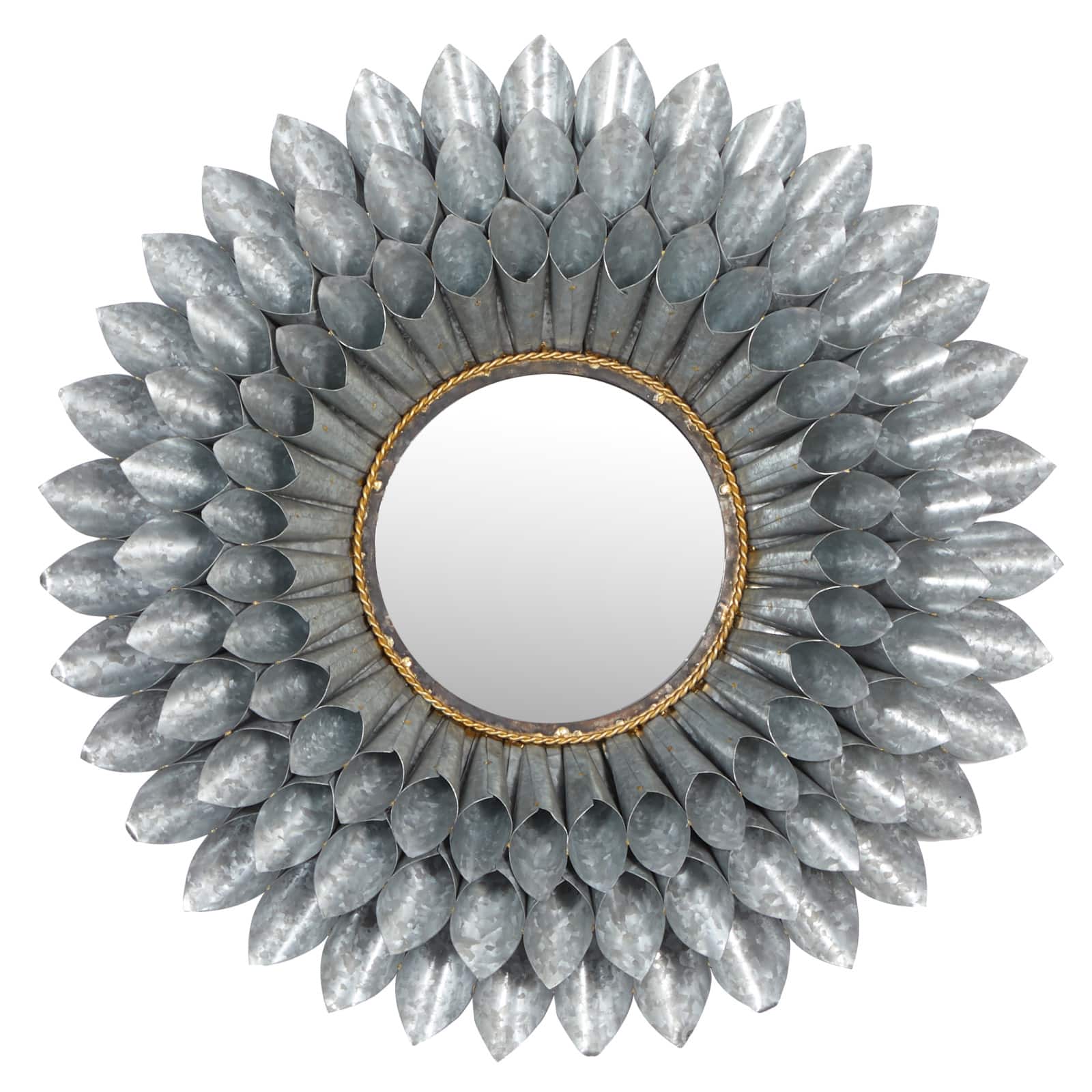 32" Gray Contemporary Galvanized Metal Wall Mirror