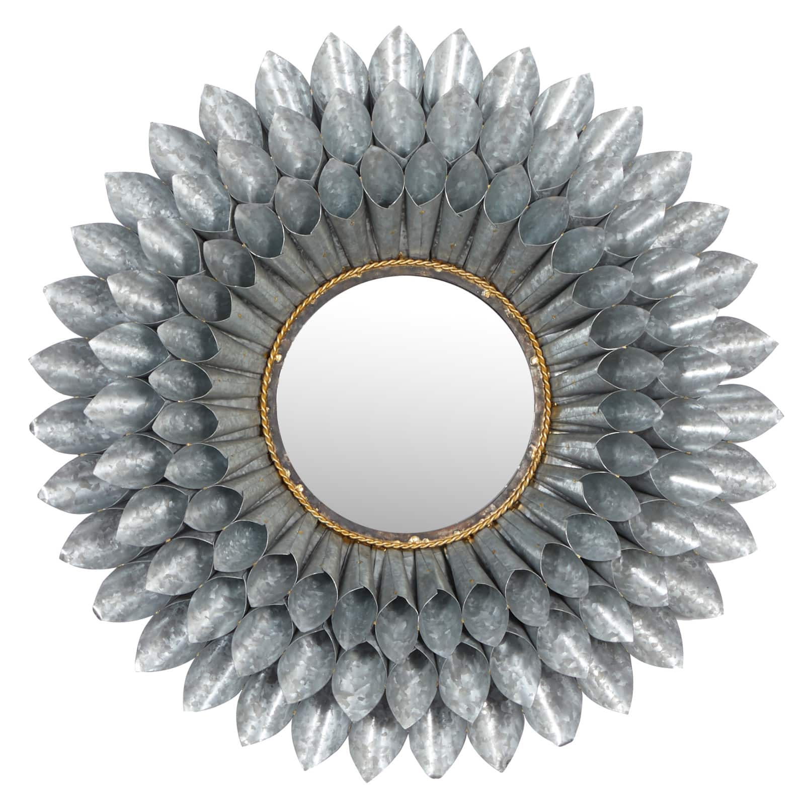 32&#x22; Gray Contemporary Galvanized Metal Wall Mirror