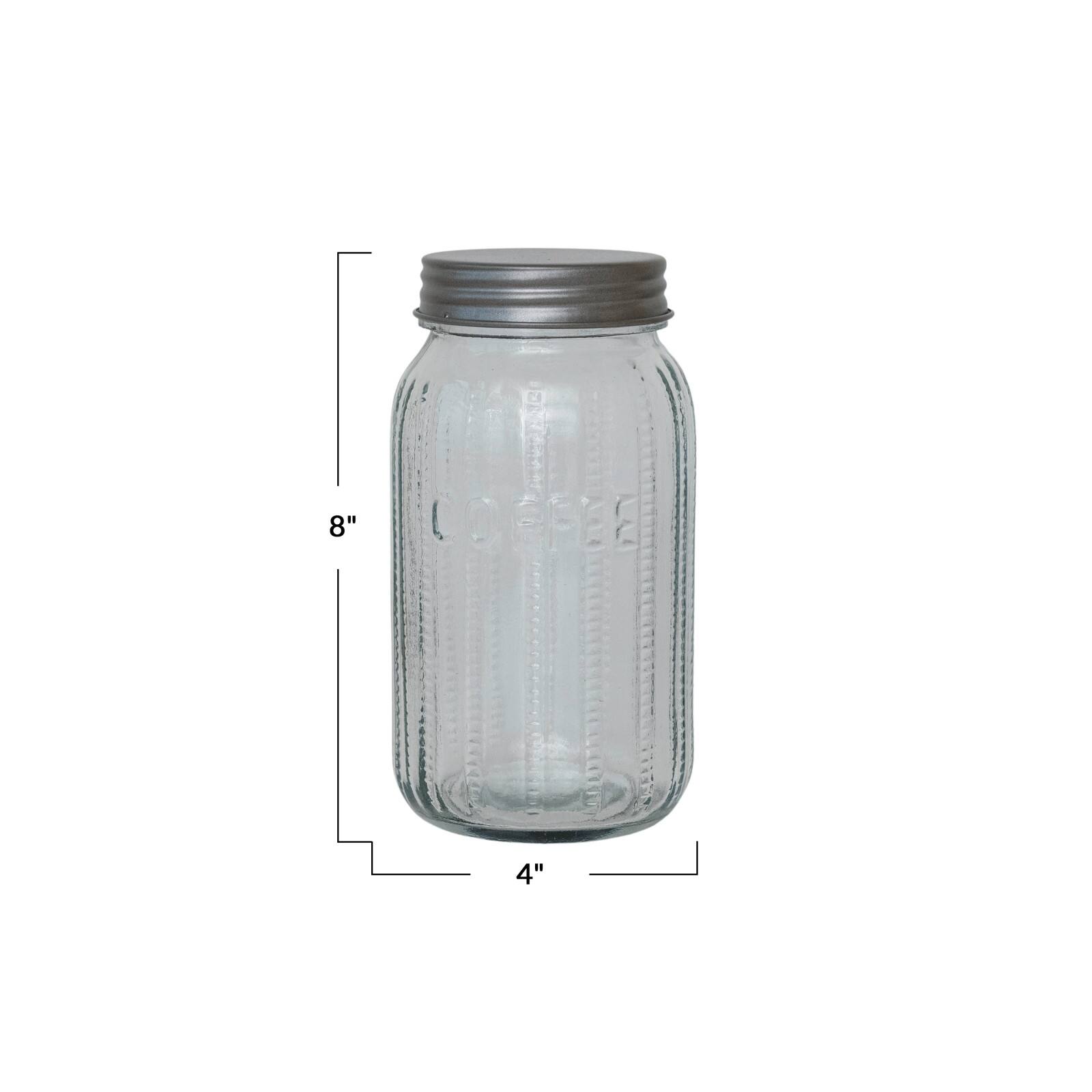 Hello Honey Coffee Embossed Glass Jar with Metal Lid