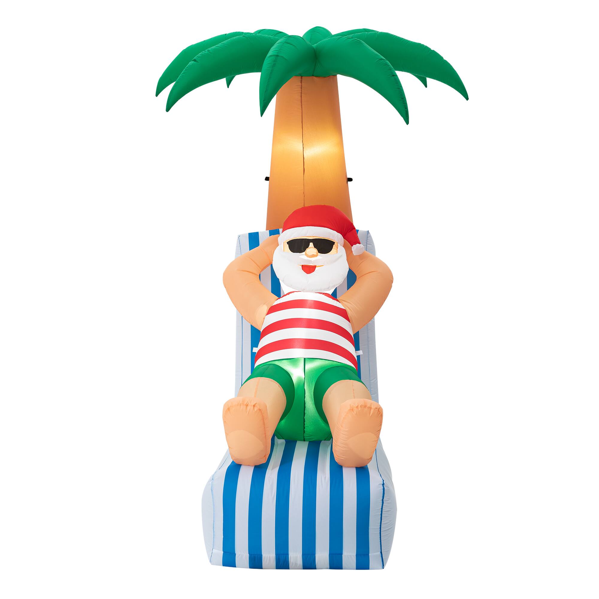 Glitzhome&#xAE; 6ft. LED Lighted Santa Under Coconut Tree Inflatable D&#xE9;cor