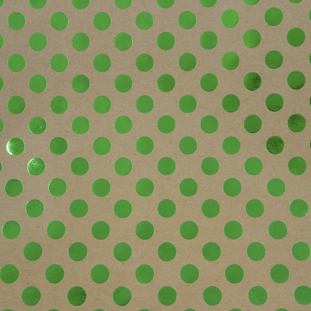 JAM Paper Green &#x26; Kraft Brown Polka Dot Gift Wrap