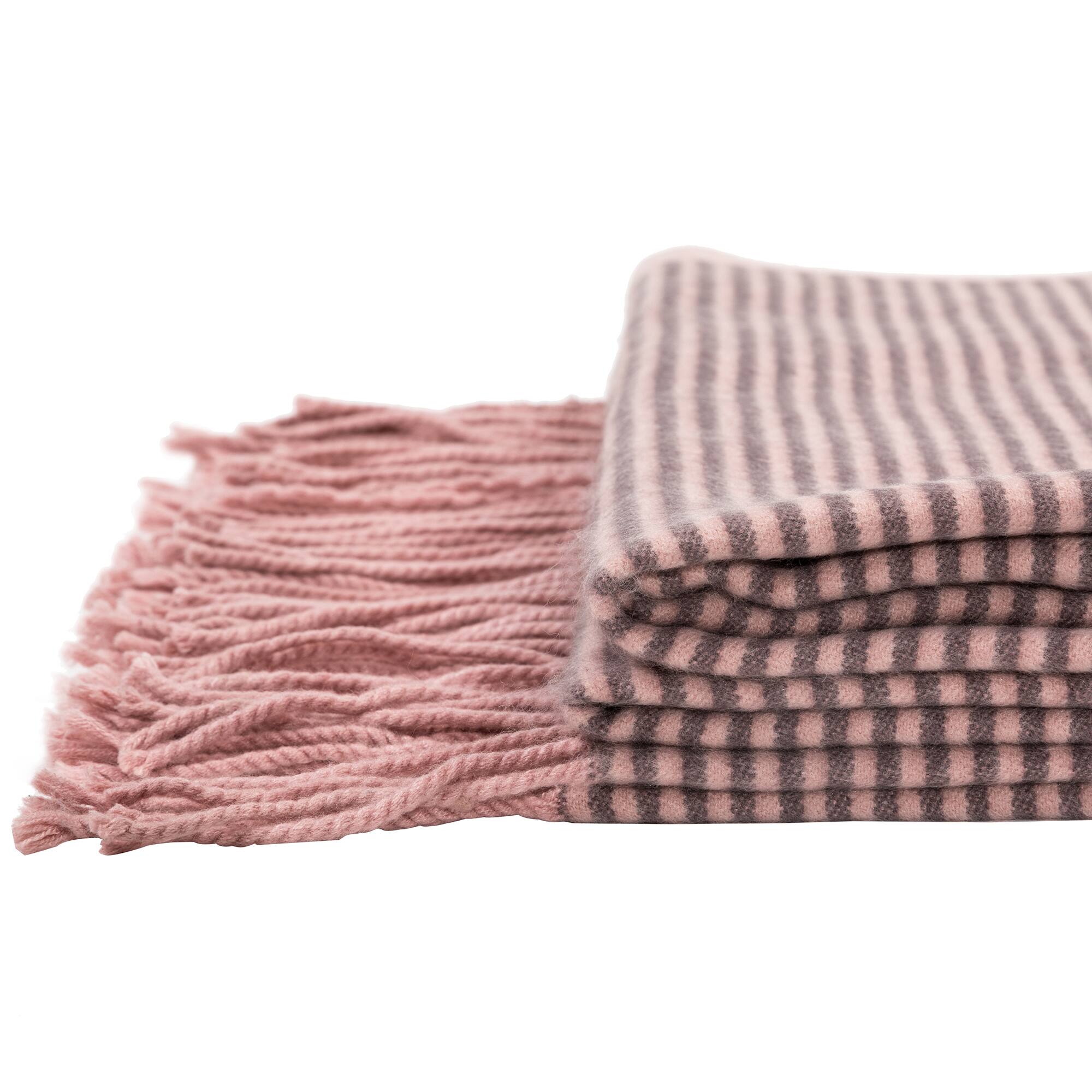 Glitzhome&#xAE; 73&#x22; Pink &#x26; Brown Striped Reversible Scarf with Tassels