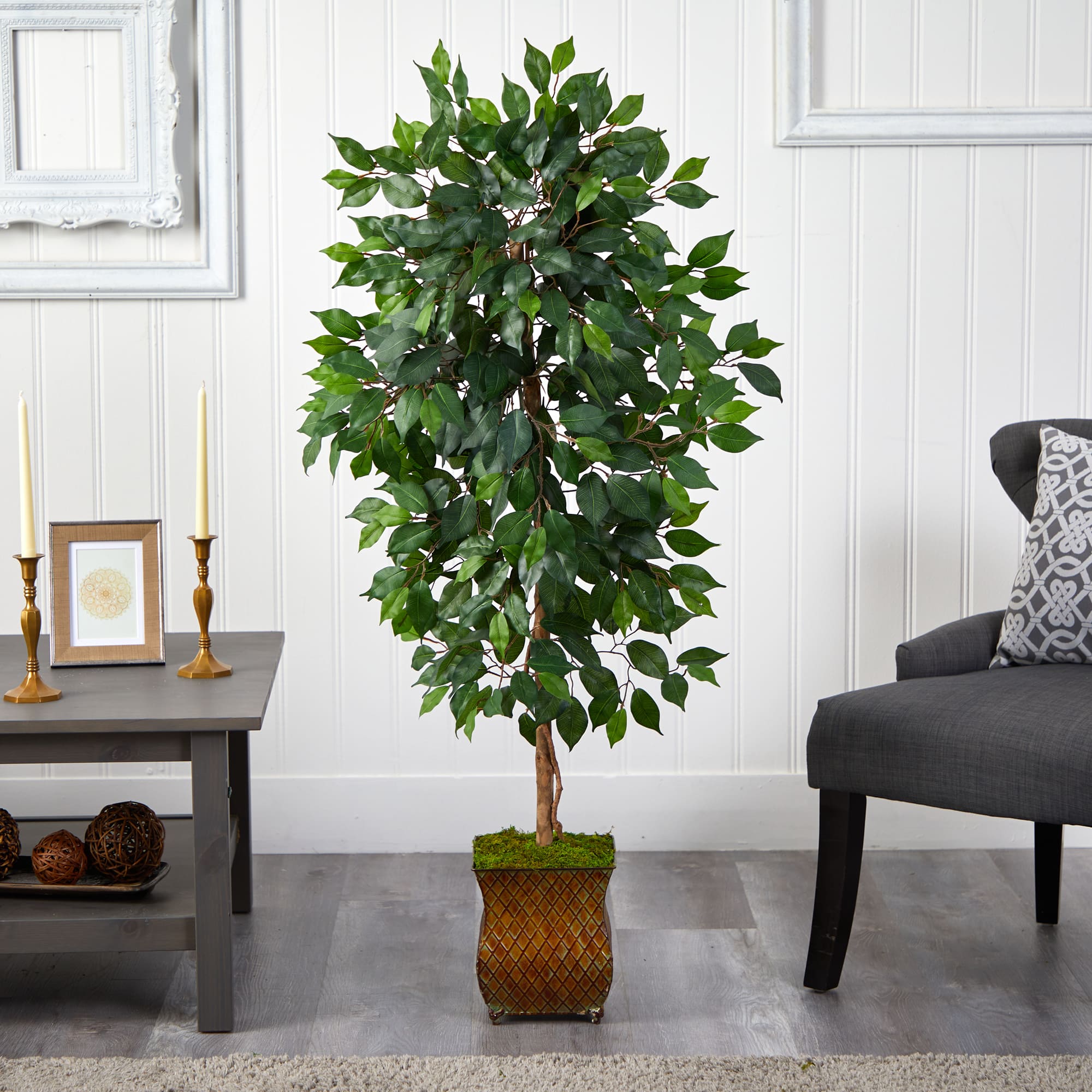 4ft. Ficus Artificial Tree in Metal Planter