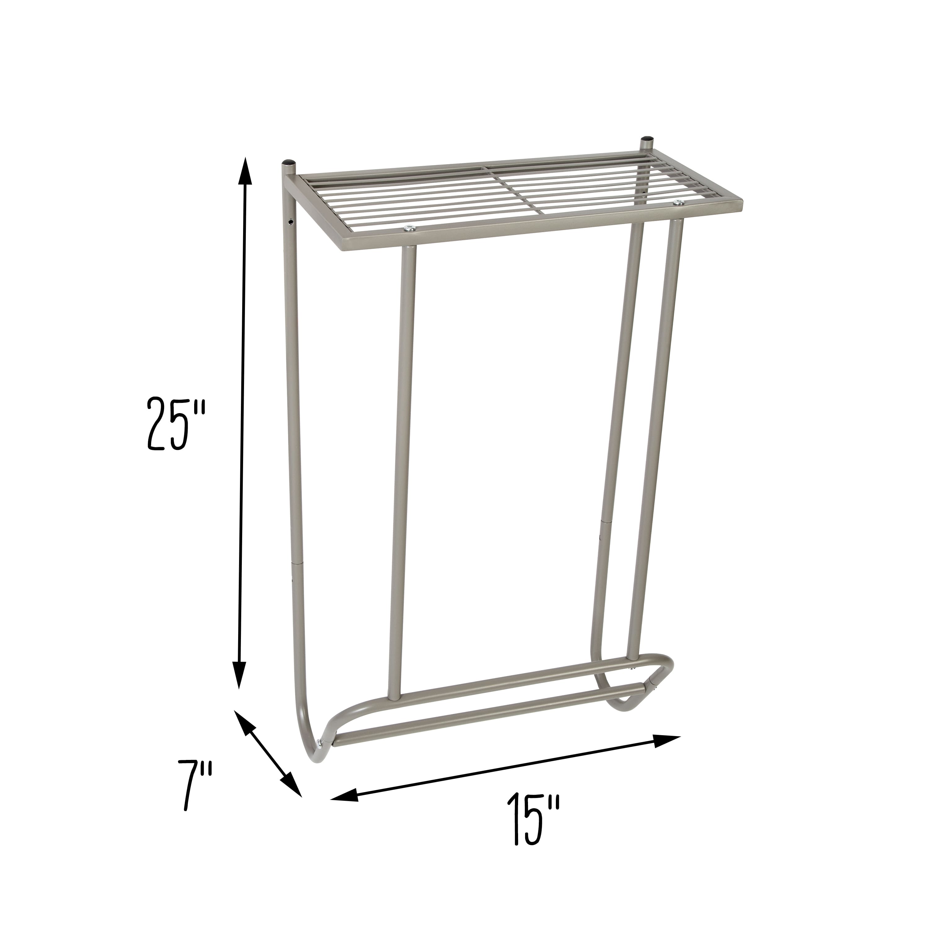 Honey Can Do 25&#x22; Steel Wall-Mounted Bathroom Towel Holder with Shelf