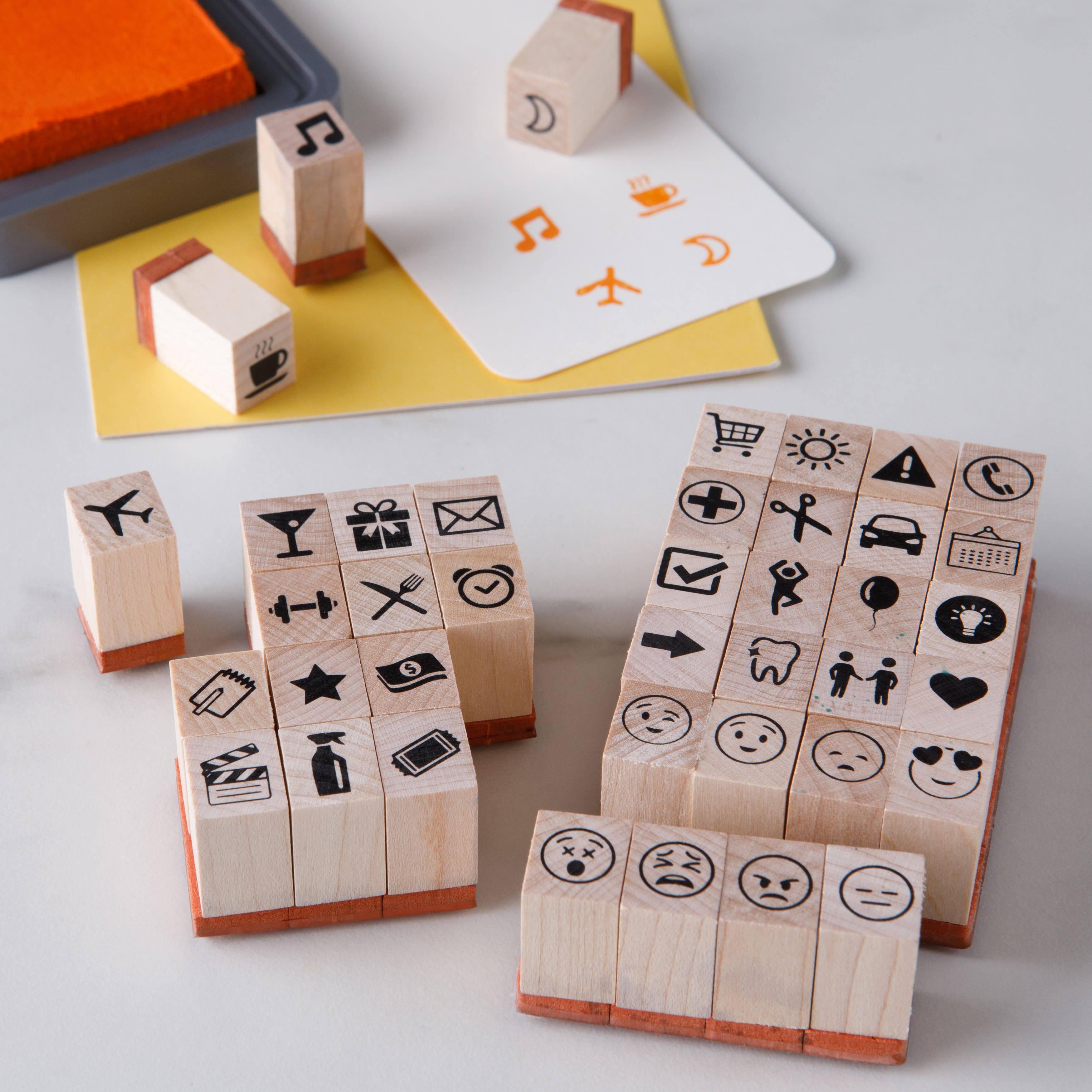 6 Pack: Icon &#x26; Emoji Wood Stamp Set by Recollections&#x2122;