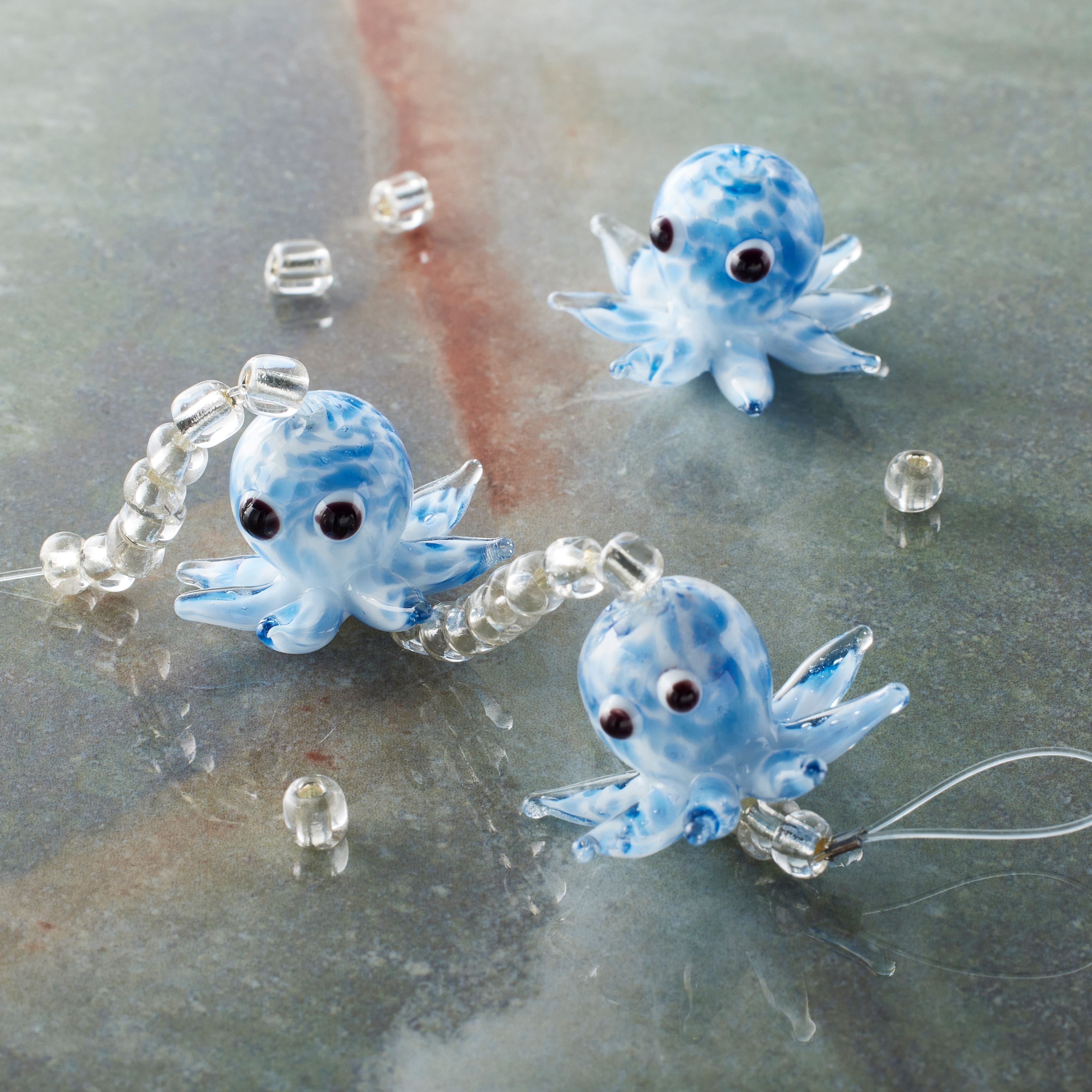 12 Pack: Blue Octopus Lampwork Glass Bead Mix by Bead Landing™