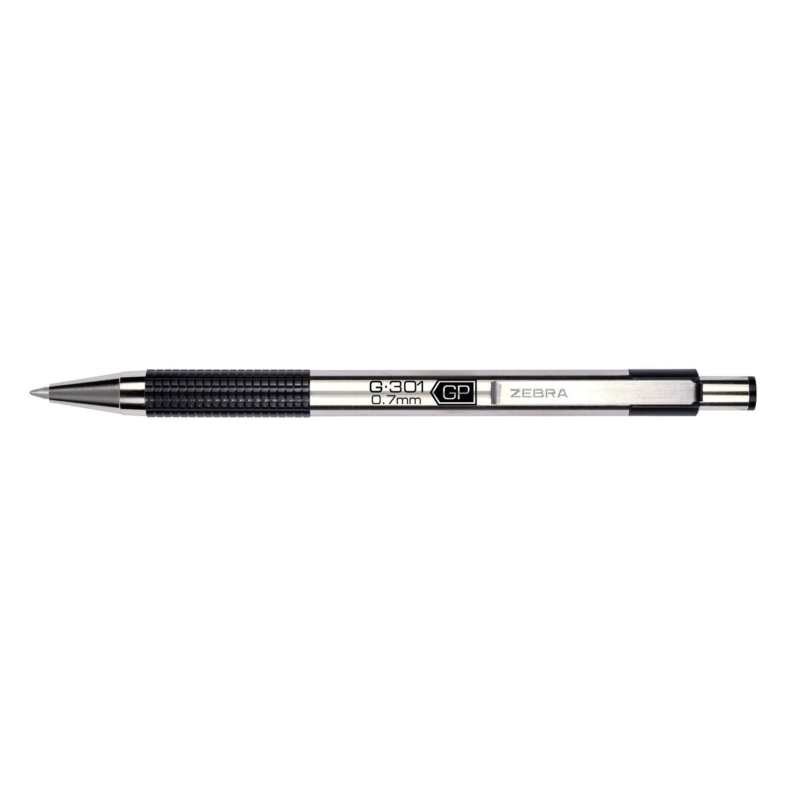STAINLESS STEEL ZEBRA G-301 Retractable Gel Pens 4 Black Medium Point 