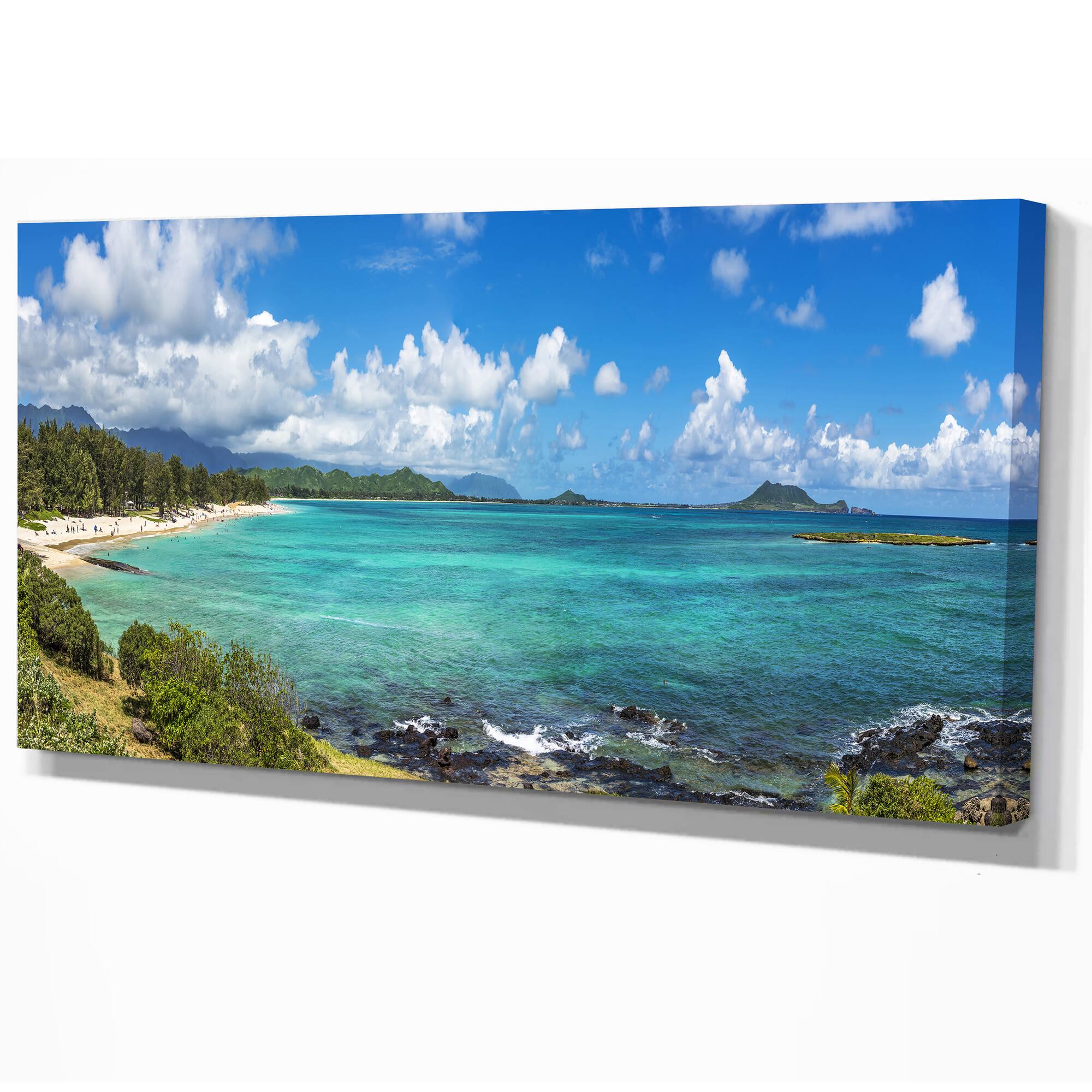 Designart - Kailua Beach in Oahu - Landscapes Sea & Shore Photographic on wrapped Canvas