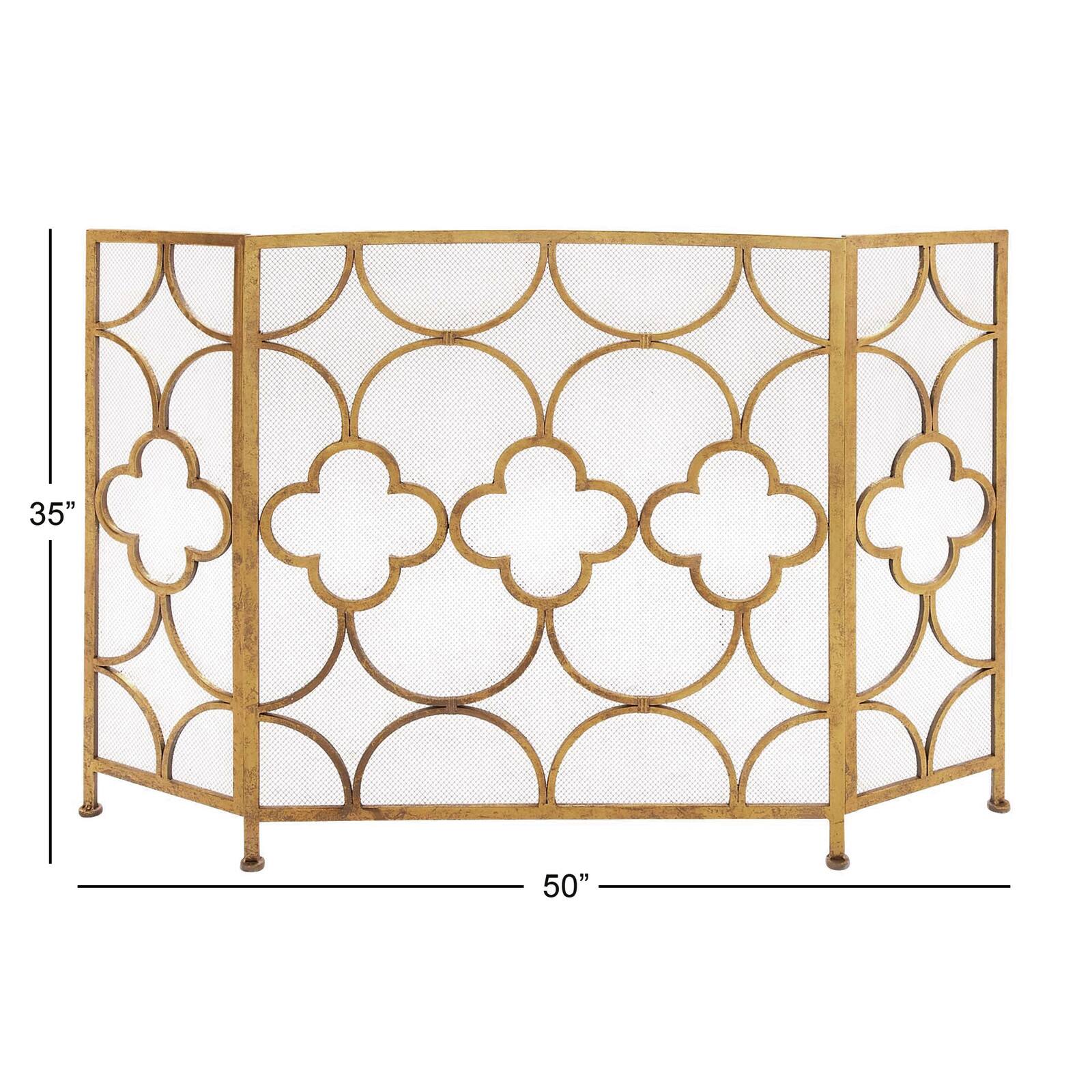 Gold Metal Contemporary Fireplace Screen, 35" x 50" x 1"