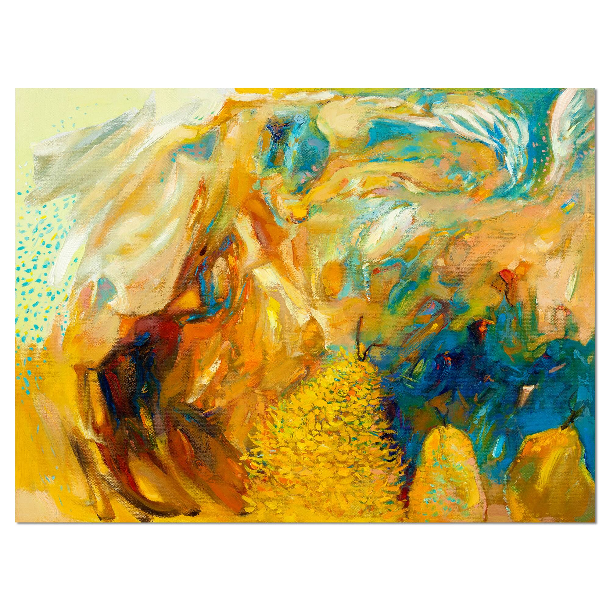 Designart - Abstract Yellow Collage - Large Abstract Canvas Print