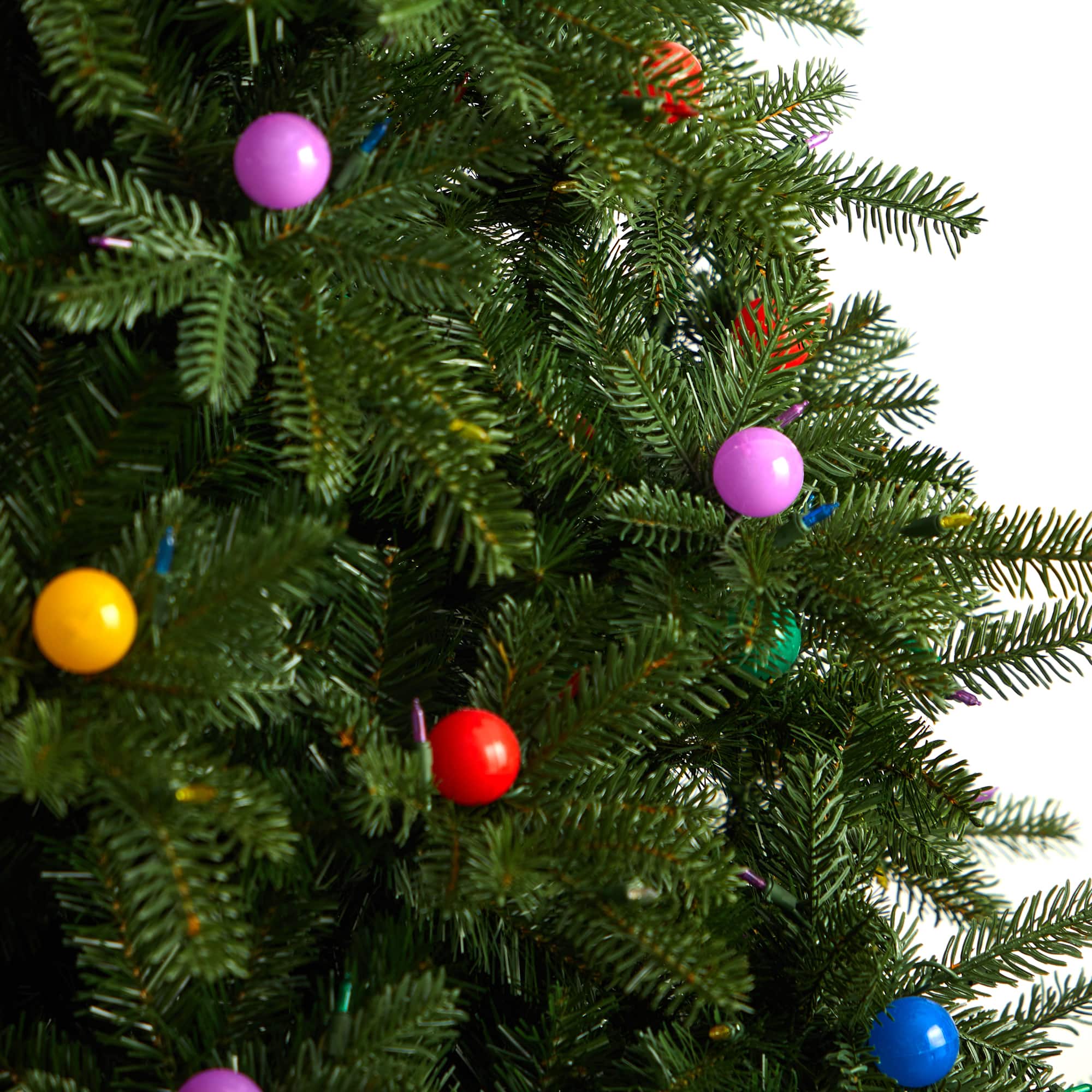 9.5ft. Pre-Lit Montana Mountain Fir Artificial Christmas Tree, Multicolor LED Lights & Globe Bulbs