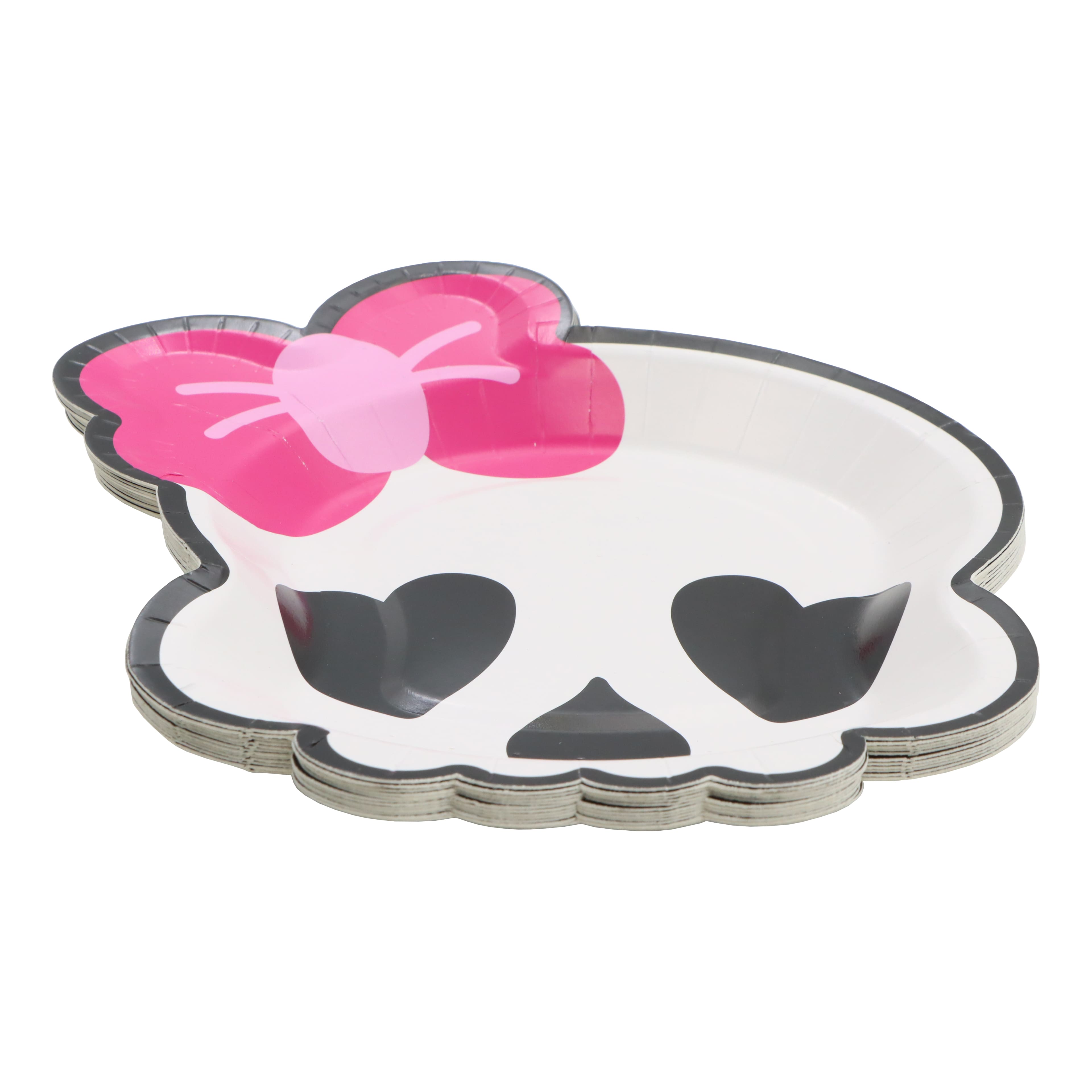 7&#x22; Skeleton with Pink Bow Paper Plates, 12ct. by Celebrate It&#x2122;