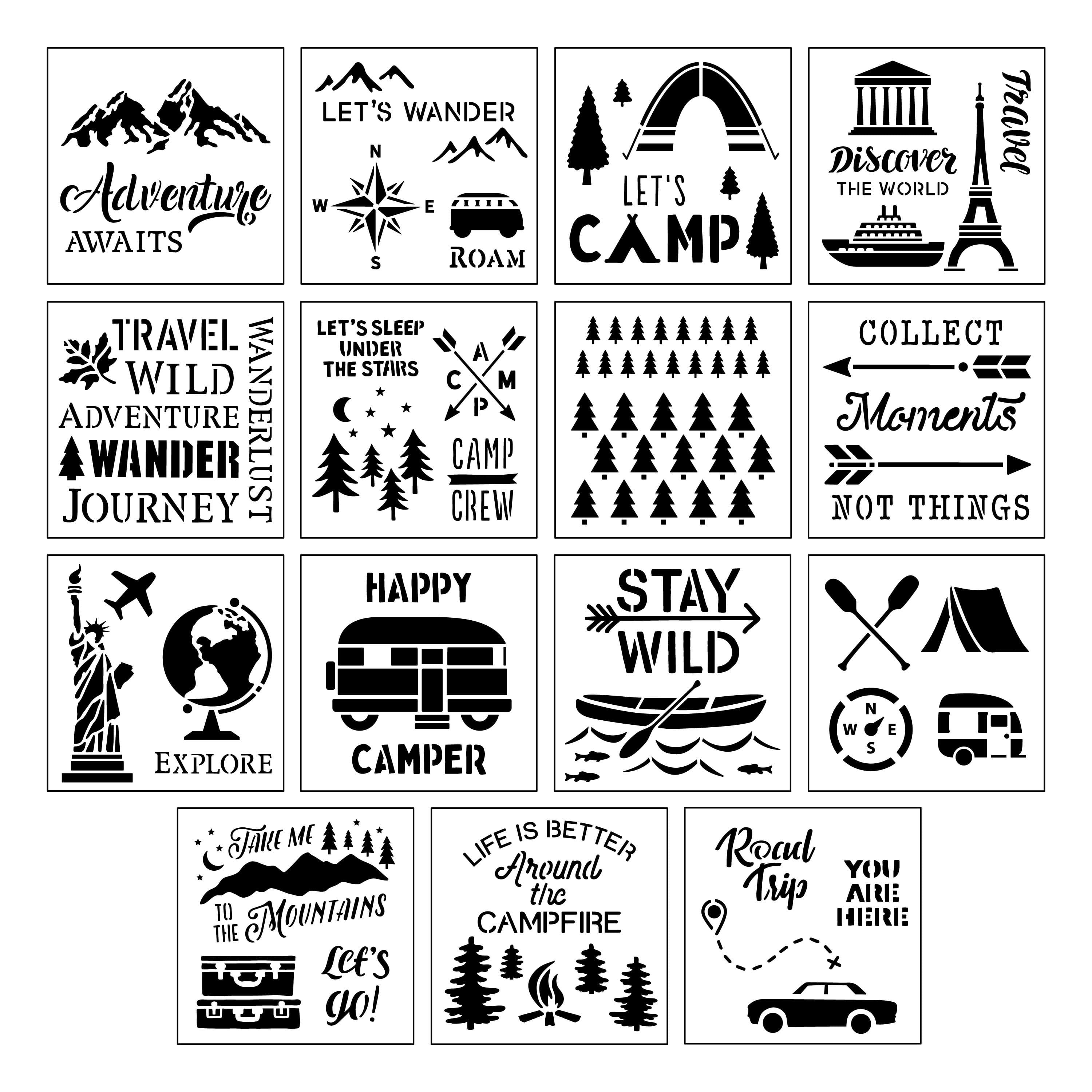 Camping &#x26; Travel Stencils by Craft Smart&#xAE;, 12&#x22; x 12&#x22;