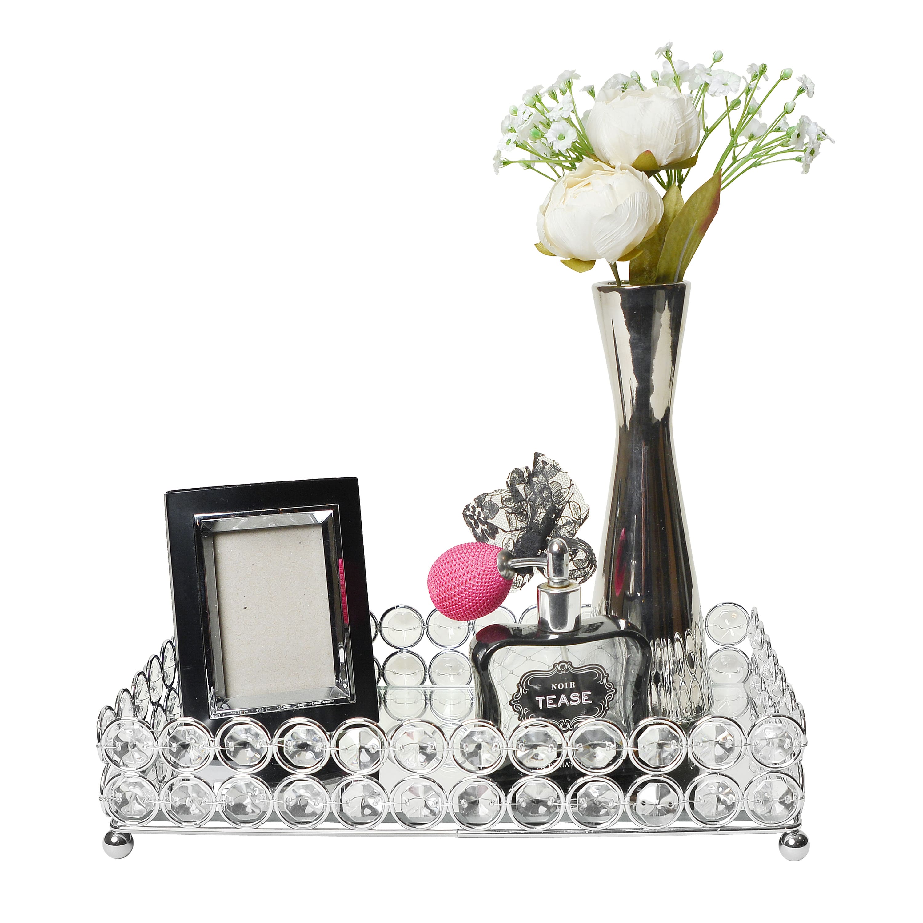 Elegant Designs™ 10.5" Chrome Decorative Mirrored Jewelry Vanity Tray