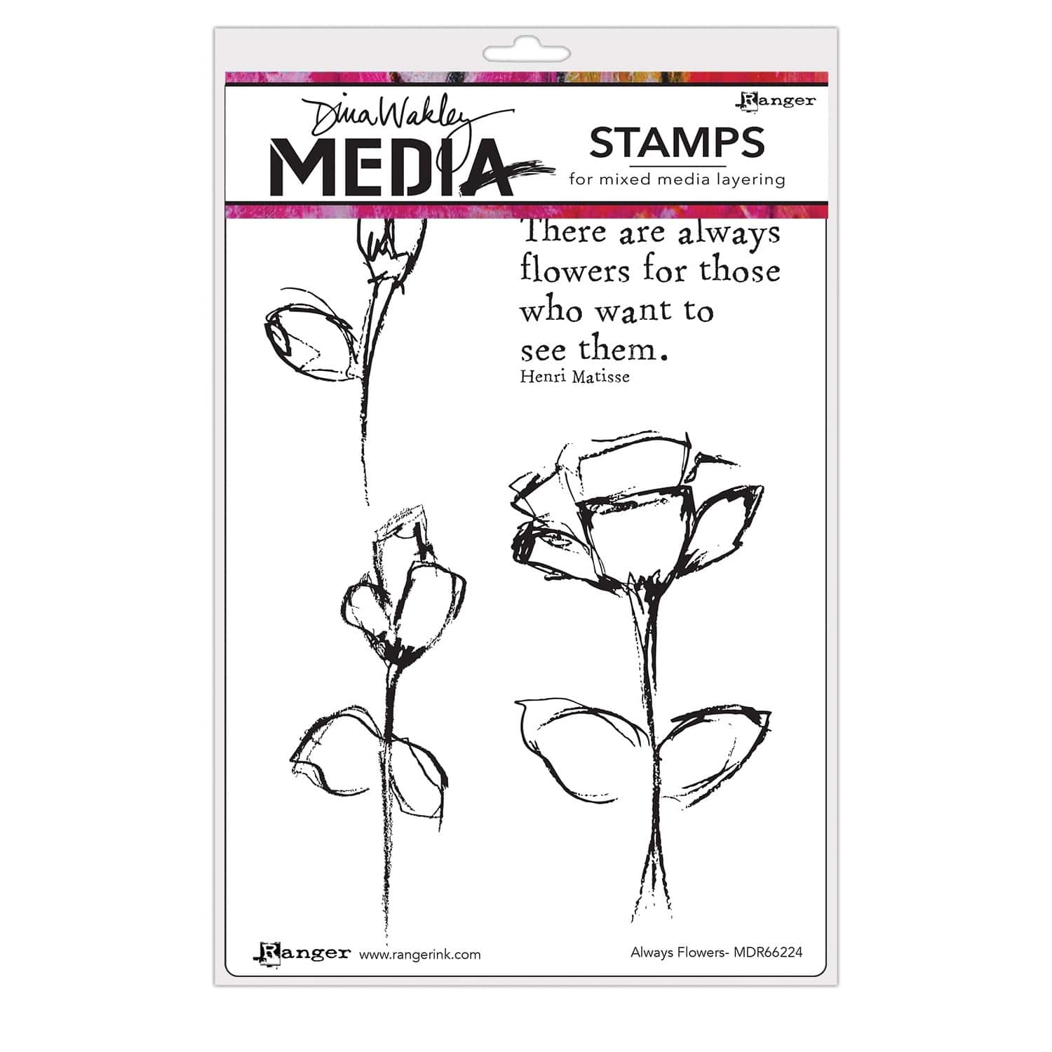 Dina Wakley Media Always Flowers Cling Stamps
