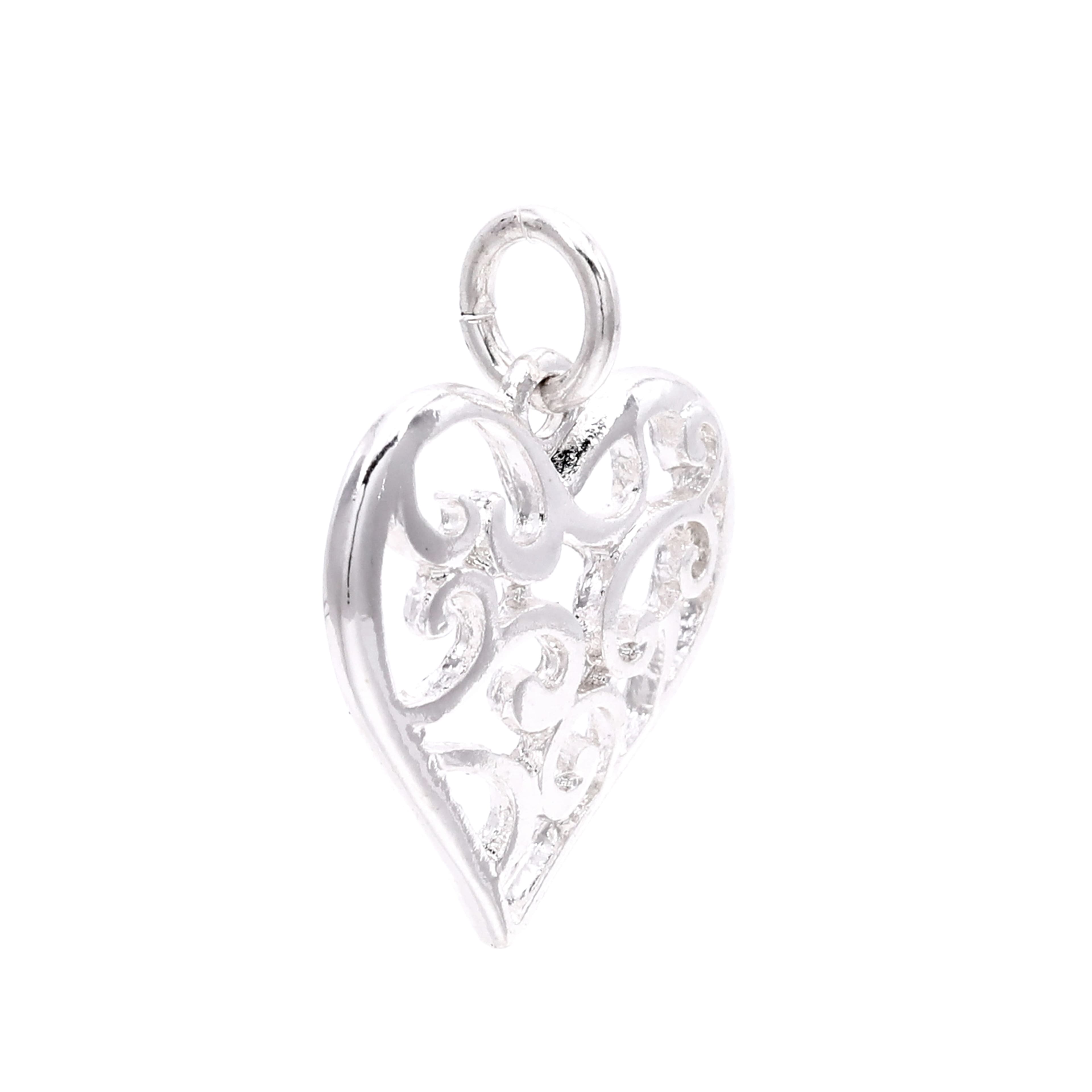 Silver Plated Heart Scroll Charm by Bead Landing&#x2122;