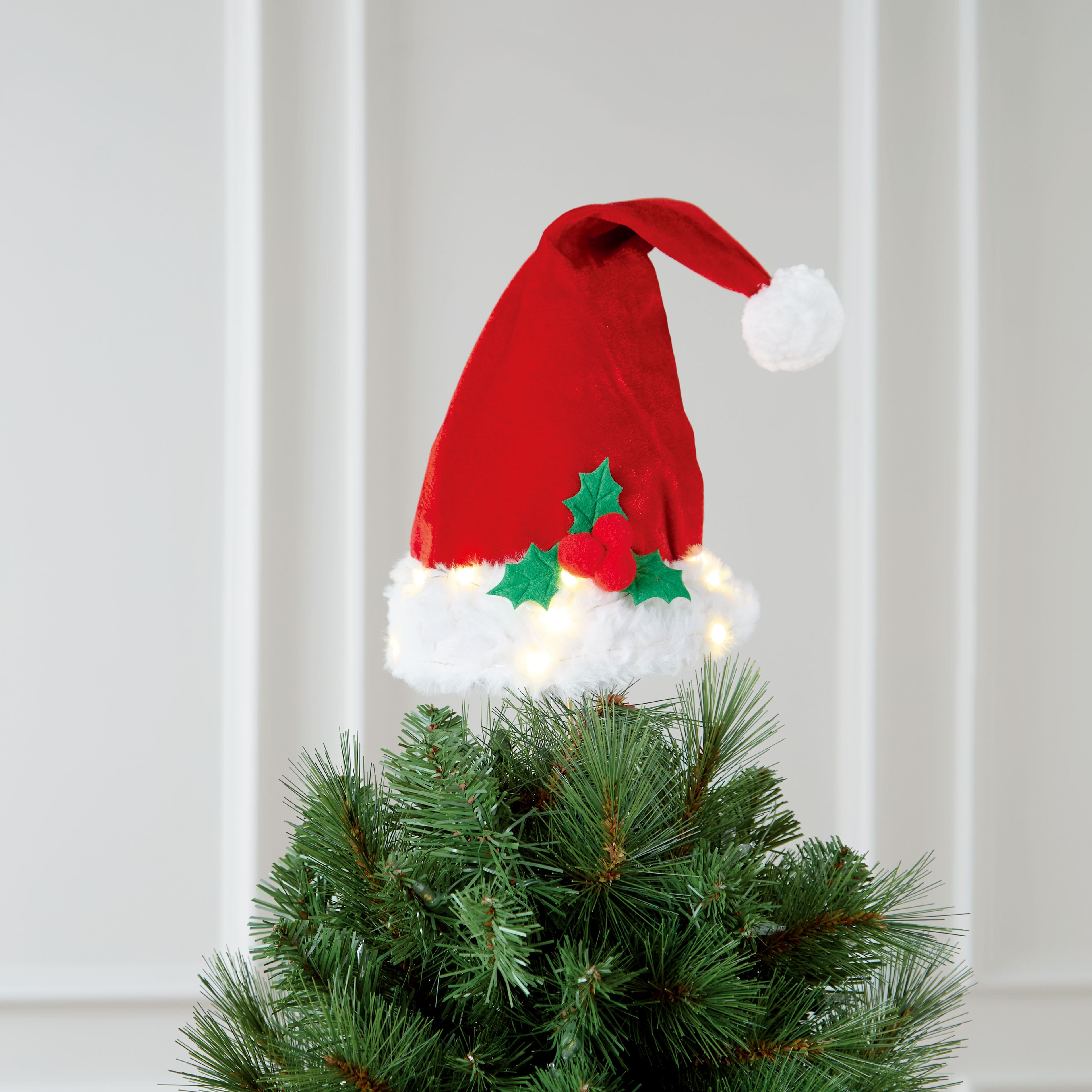 9&#x22; Santa Hat Lighted Tree Topper by Ashland&#xAE;