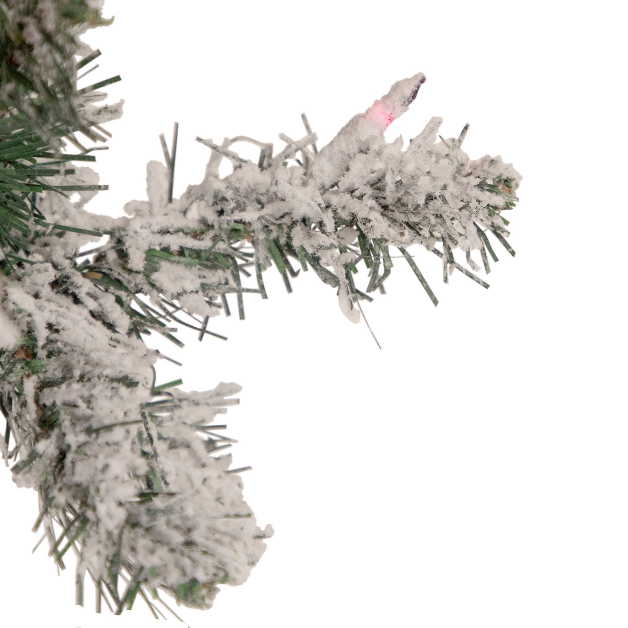 4.5ft. Pre-Lit Flocked Pine Medium Artificial Christmas Tree, Multicolor Lights