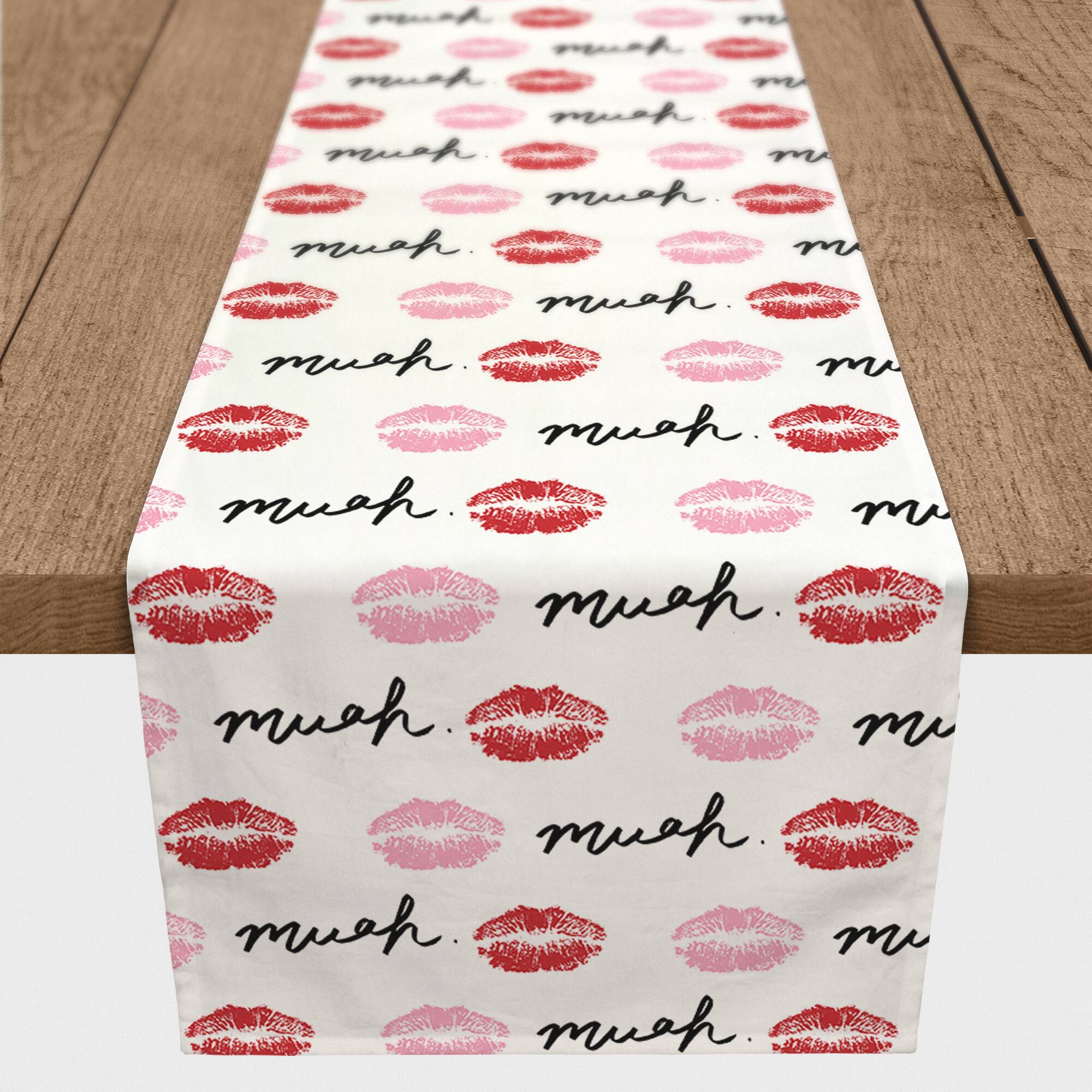 90" Pink & Red Lips Poly Twill Table Runner