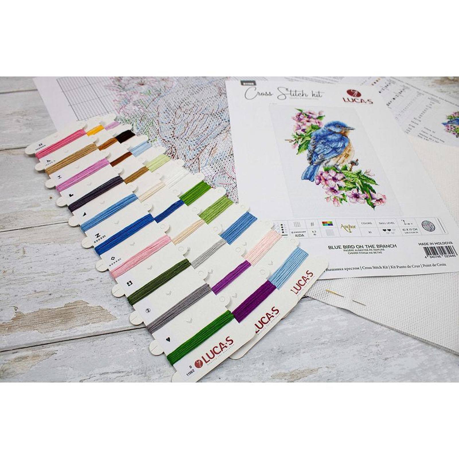 Luca-s Blue Bird On The Branch Counted Cross Stitch Kit