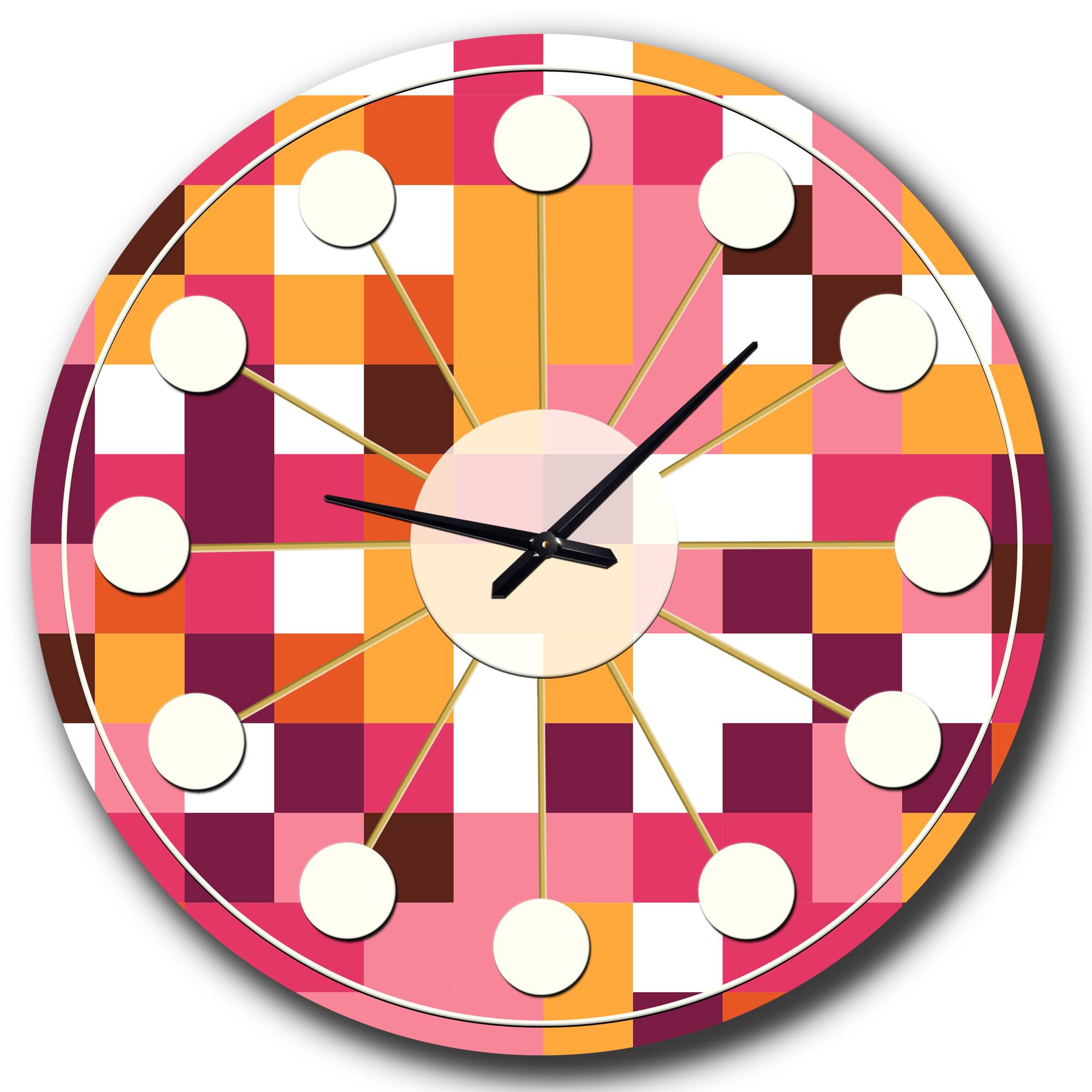 Designart &#x27;Retro Geometric Design Vii Mid-Century Modern Wall Clock