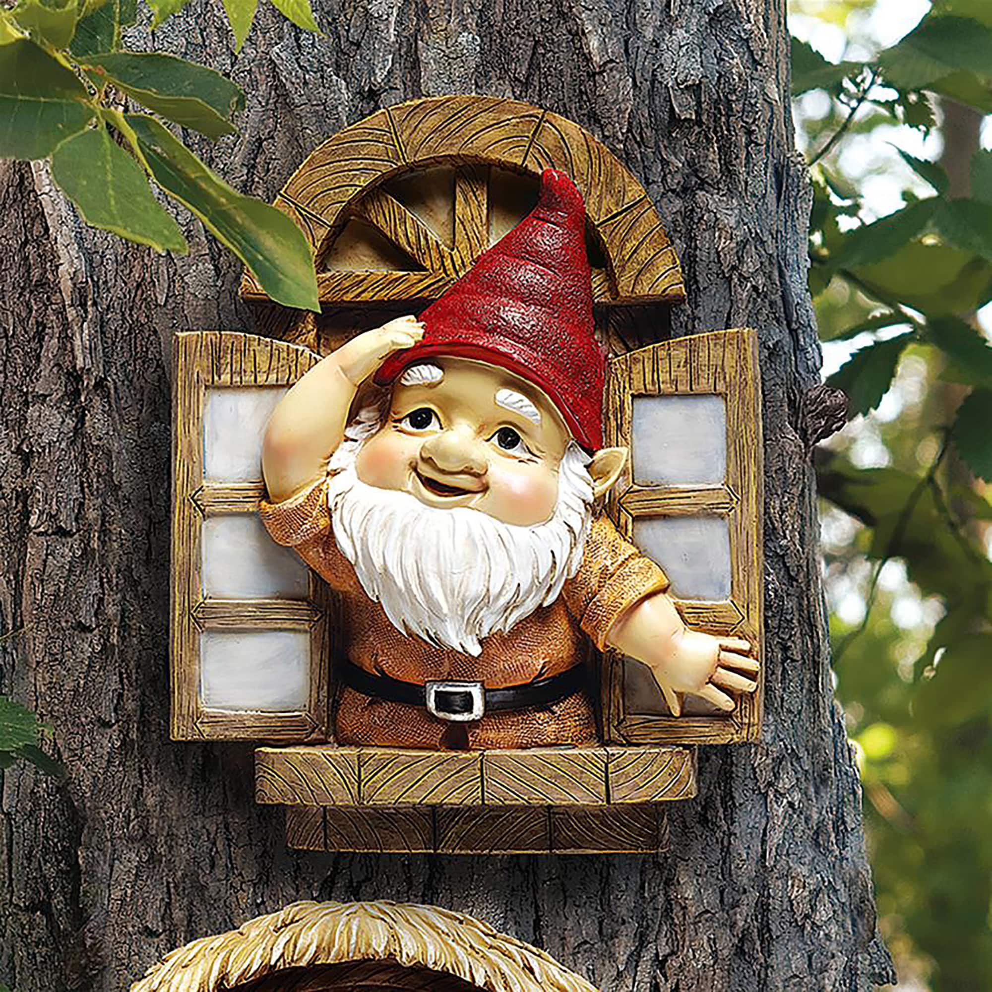 Design Toscano 9&#x22; Window Gnome Garden Tree Sculpture