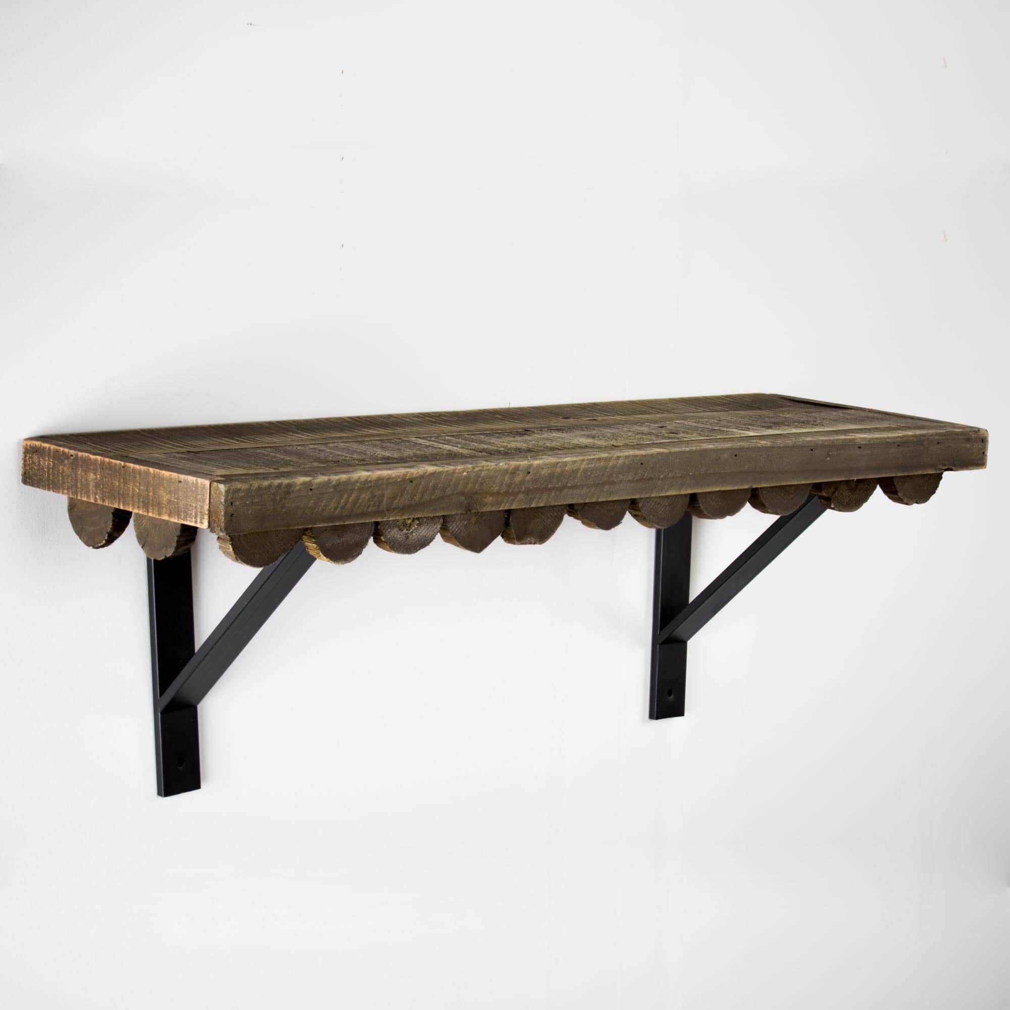 Large Scalloped Wood Rustic Floating Shelf