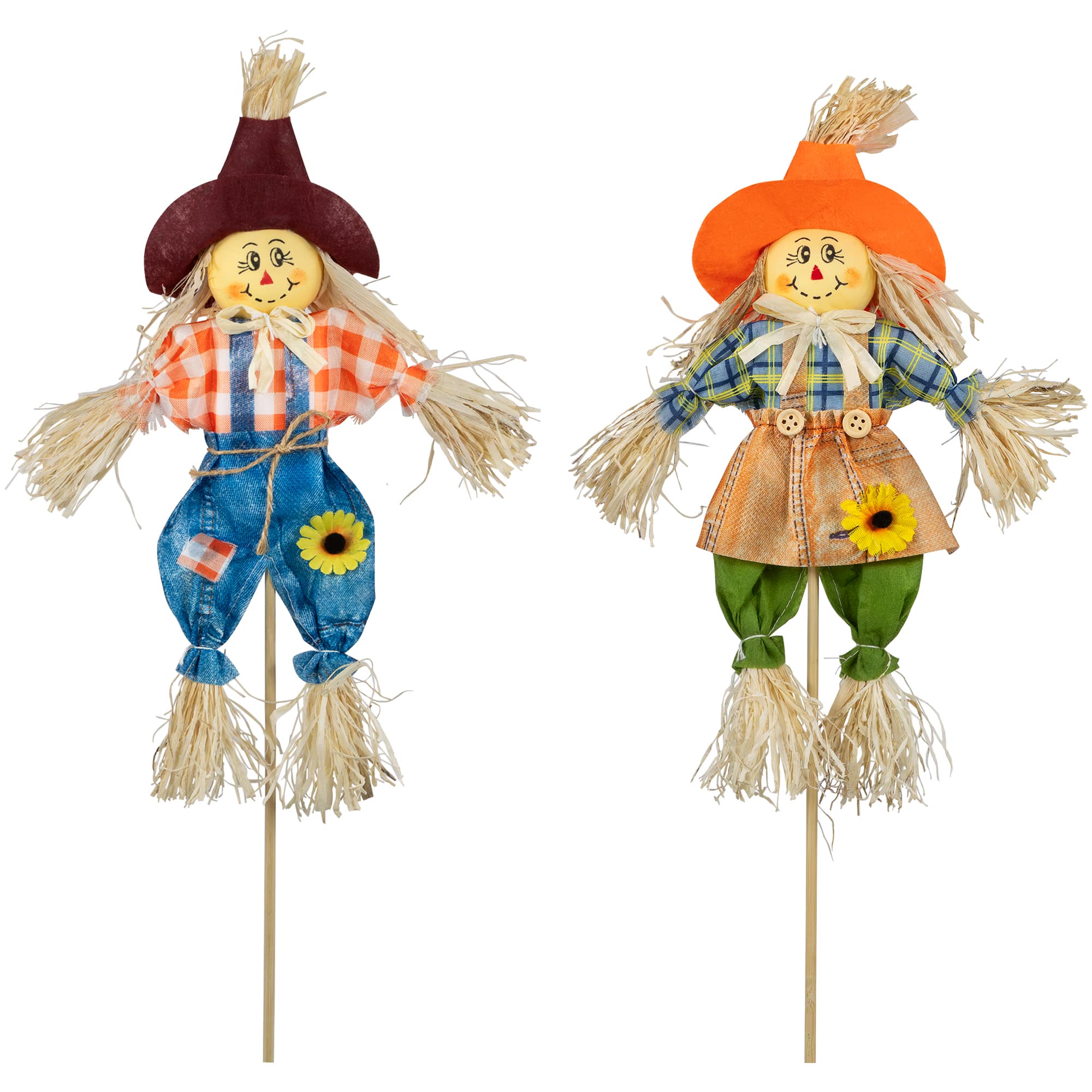 18&#x22; Boy &#x26; Girl Fall Harvest Scarecrow Picks