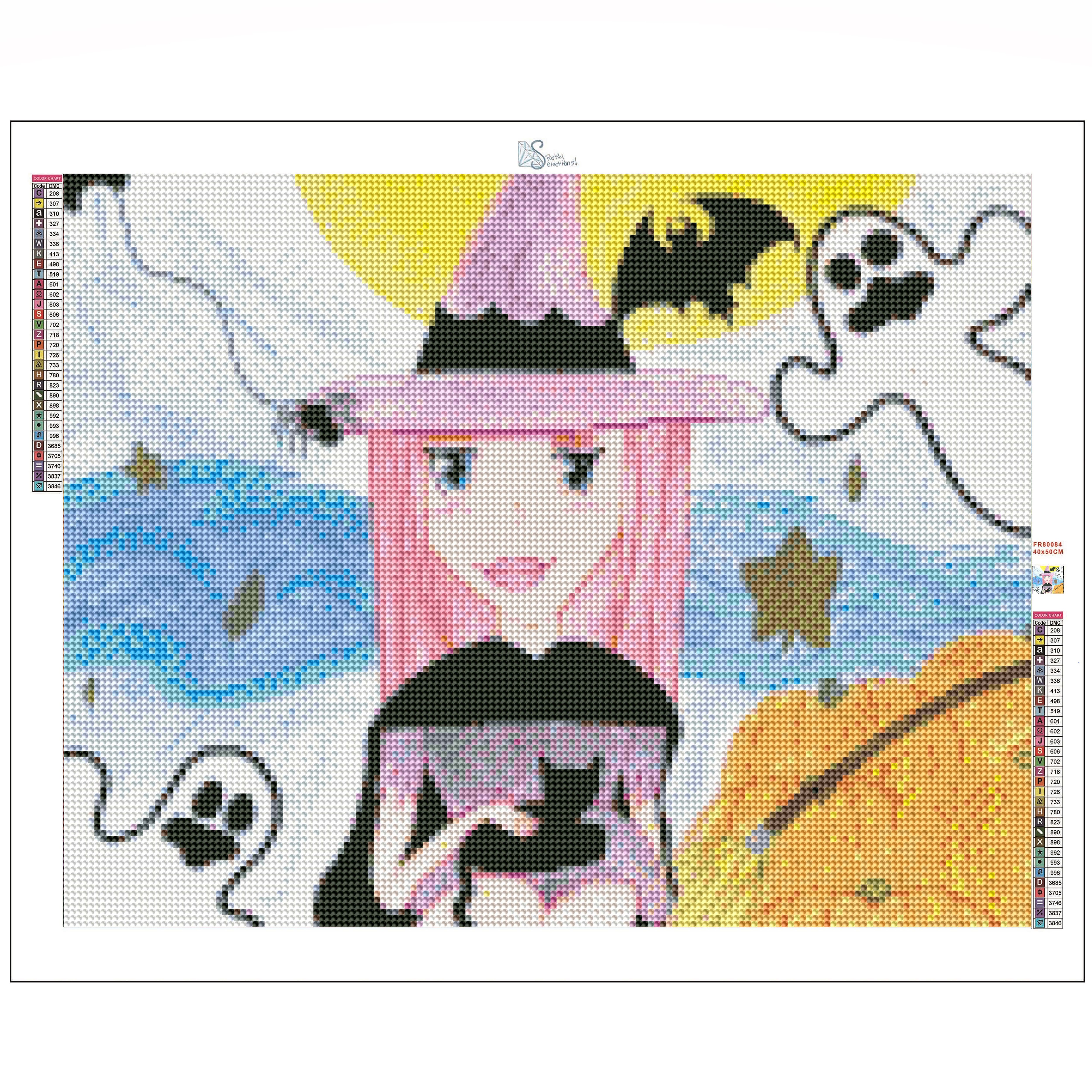 Sparkly Selections Witch and Friends 30cm x 40cm Diamond Painting Kit, Round Diamonds