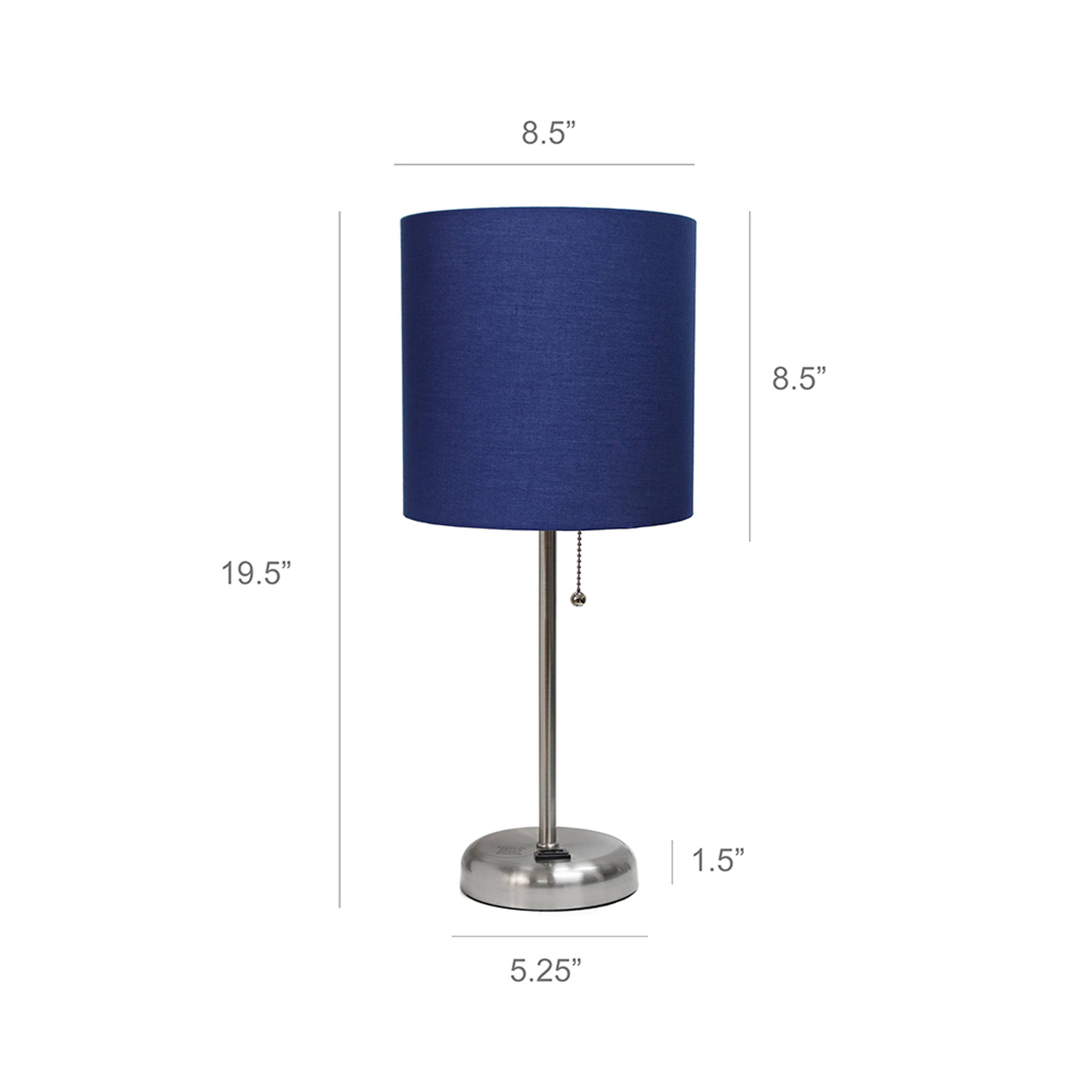 LimeLights 19.5&#x22; Stick Lamp with Charging Outlet and Fabric Shade