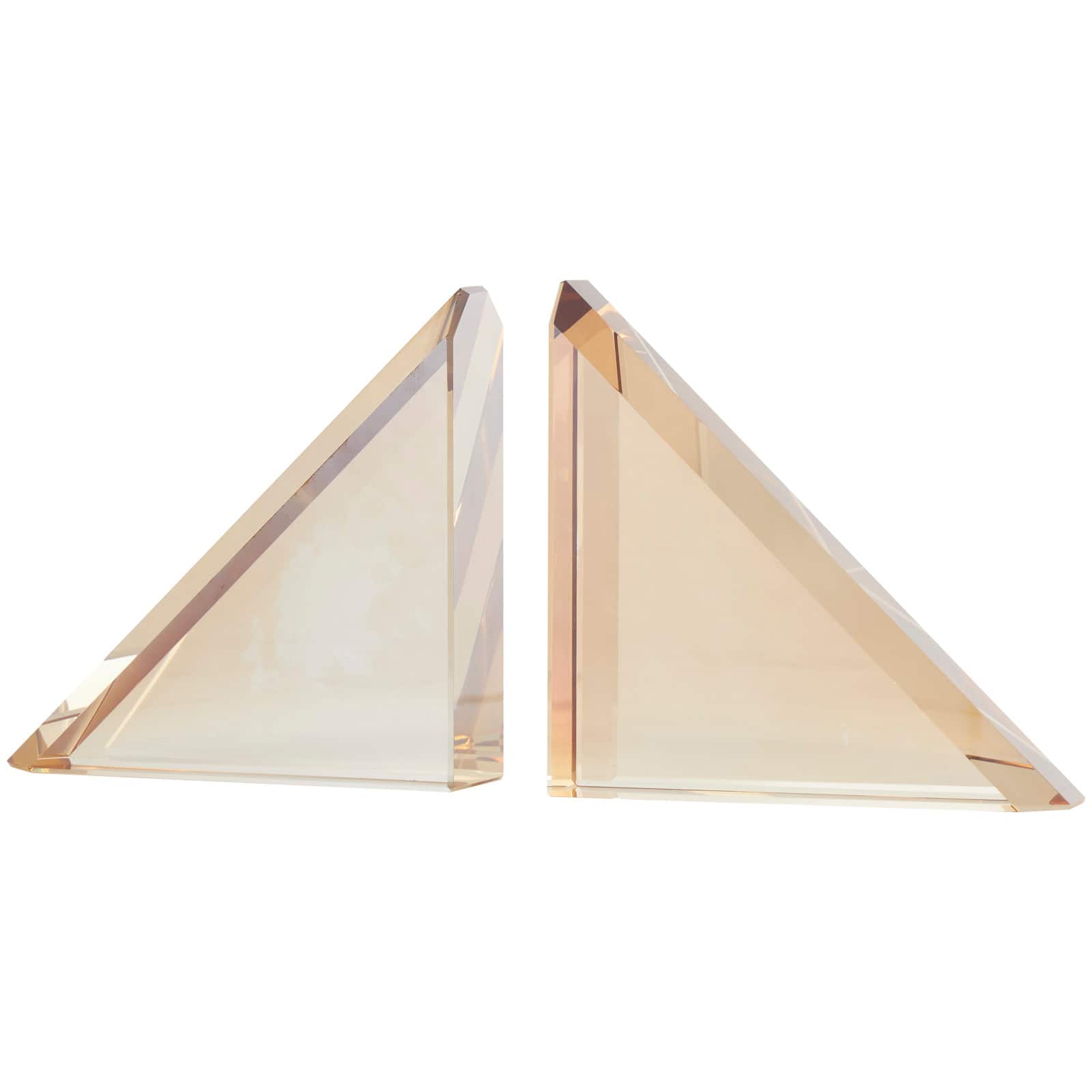 6&#x22; Gold Crystal Geometric Pyramid Shaped Bookends Set