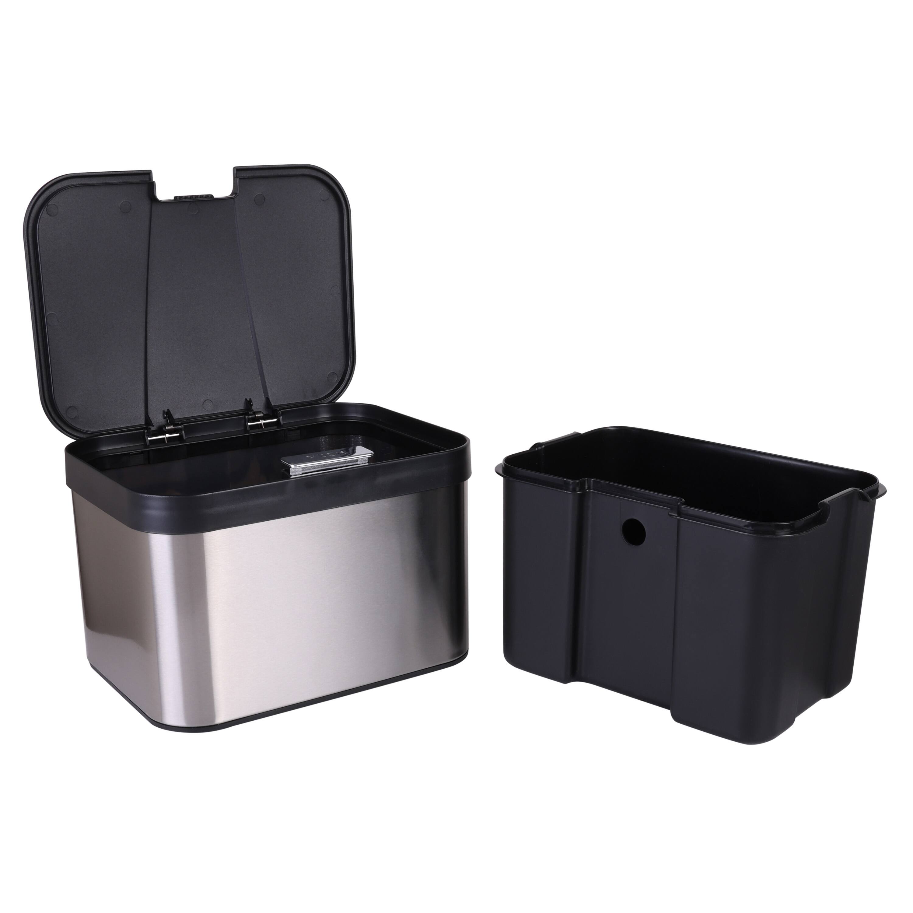 Organize It All Stainless Steel Compost Bin with Bonus Biodegradable Bags, Sink Organizer &#x26; Scrub Brush