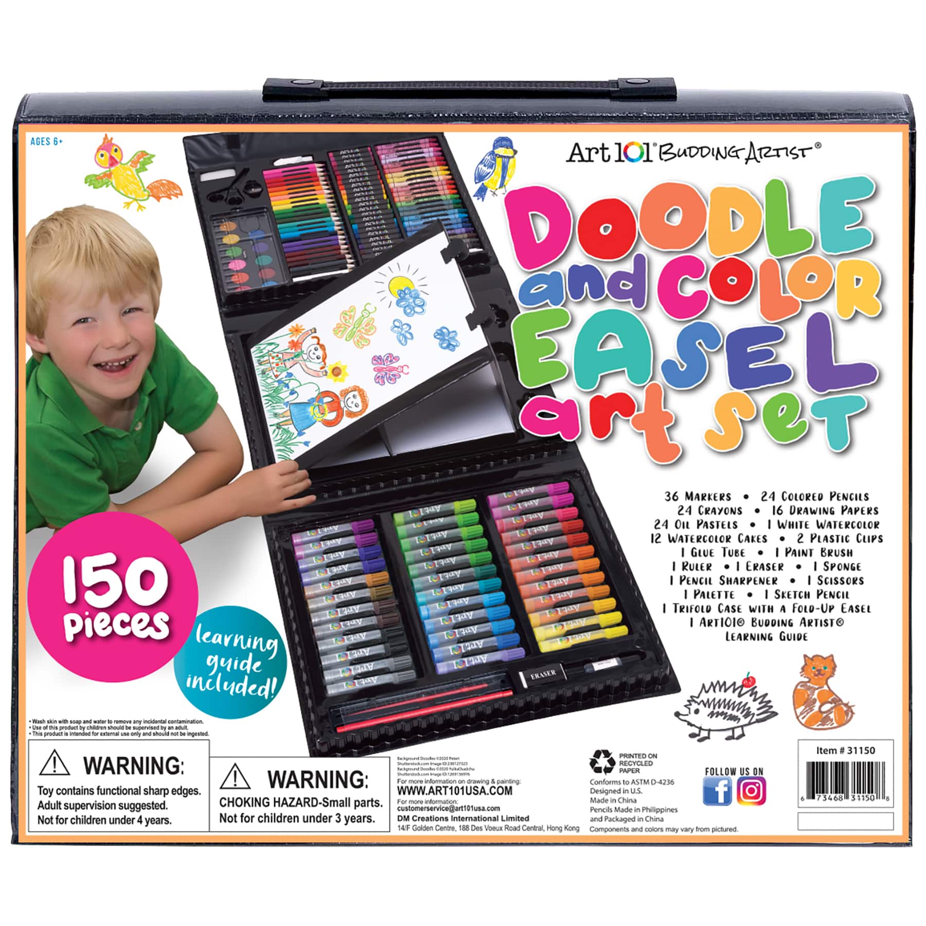 Art 101® Budding Artist® Doodle & Color Pop-Up Easel Art Set