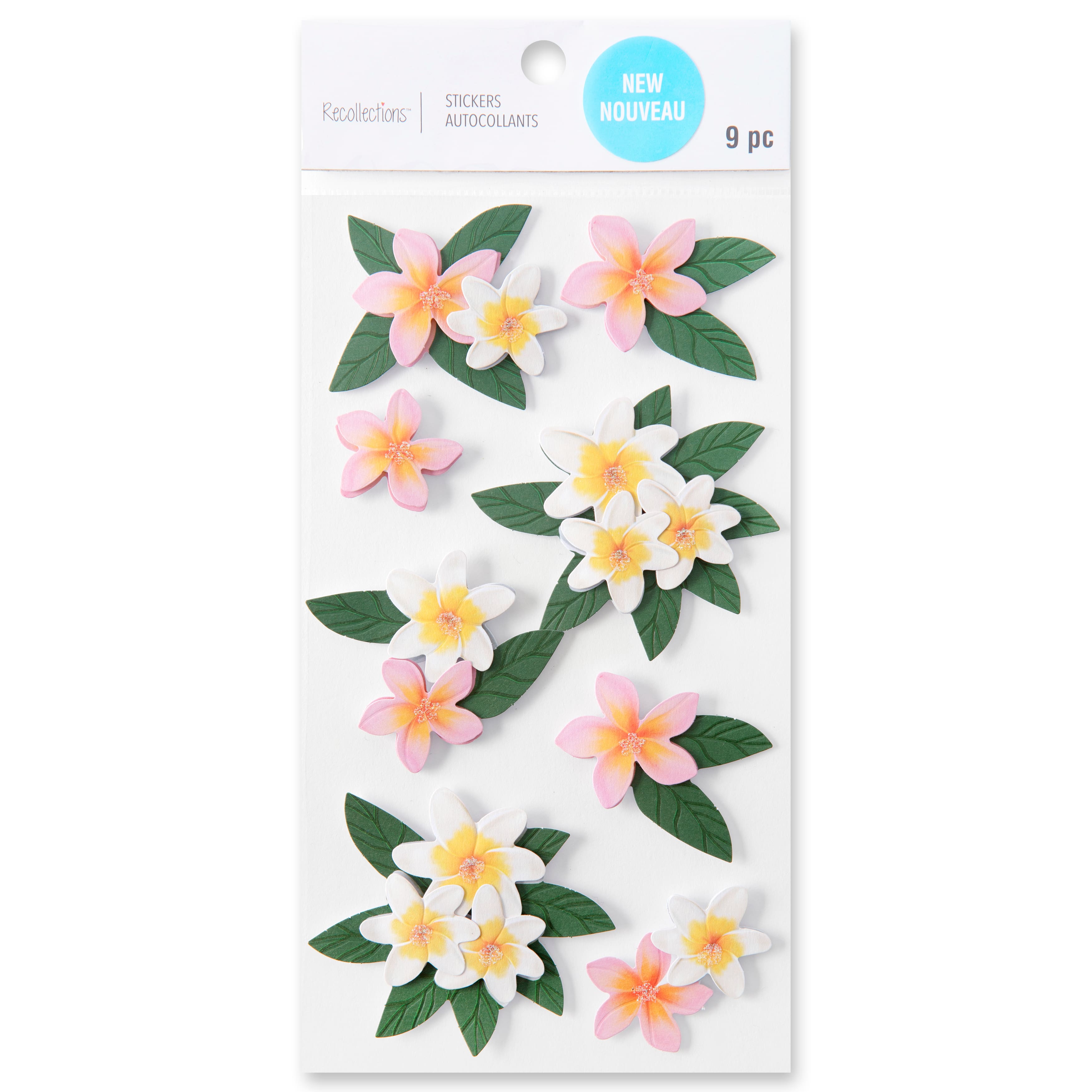 12 Packs: 9 ct. (108 total) Plumeria Flower Stickers by Recollections™