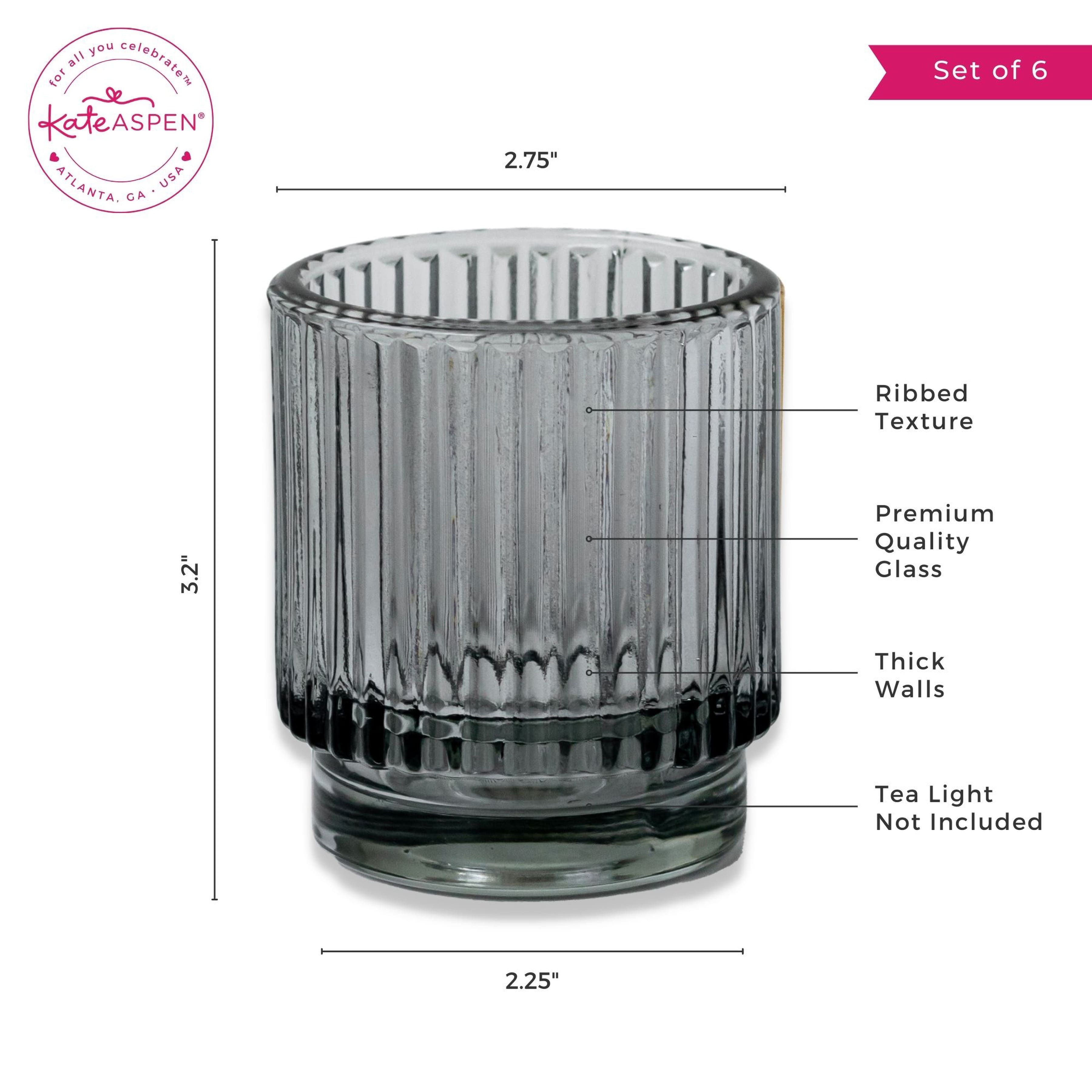 Kate Aspen® Ribbed Glass Votive Candle Holder Set | Michaels
