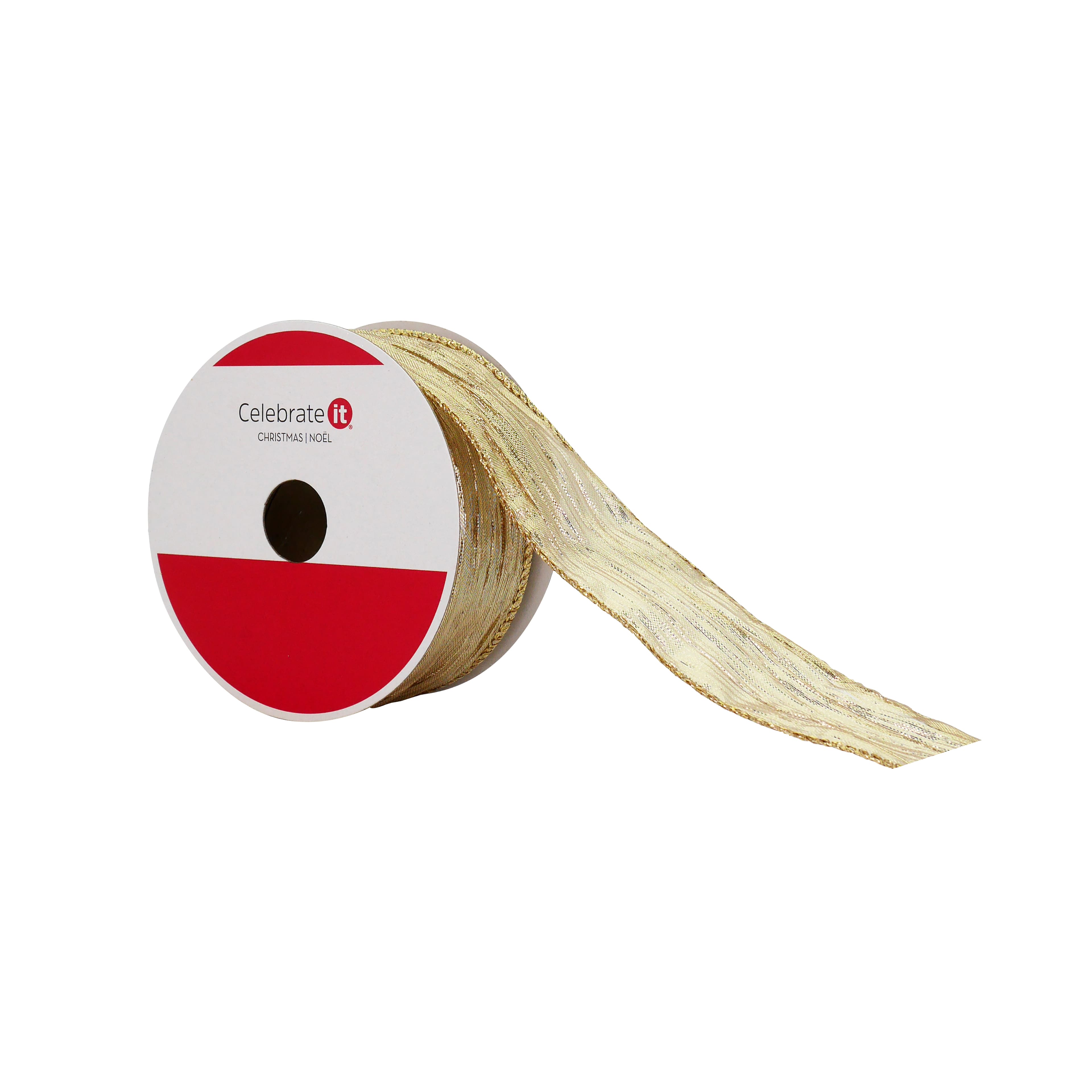 1.5&#x22; x 30ft. Metallic Gold Sheer Wired Crinkle Ribbon by Celebrate It&#xAE;