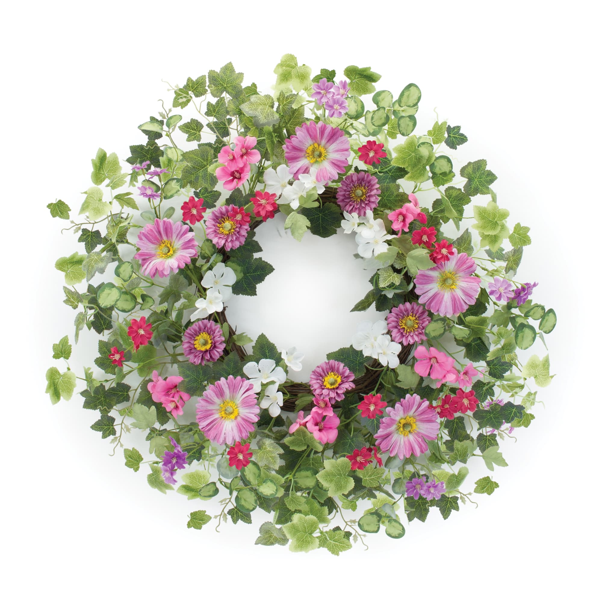 24.5&#x22; Mixed Floral &#x26; Ivy Leaf Wreath
