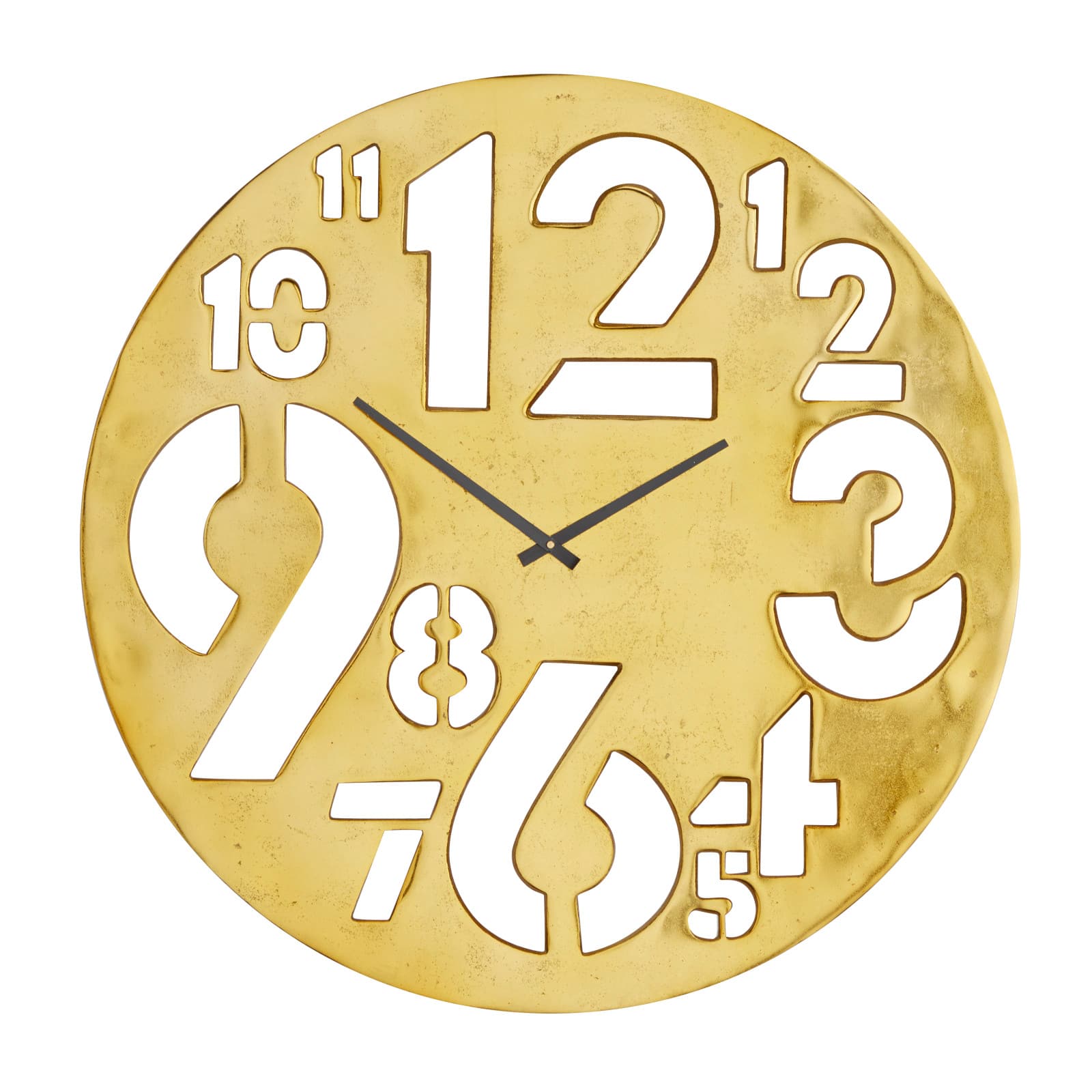 Gold Aluminum Contemporary Wall Clock, 24" x 24" x 2"