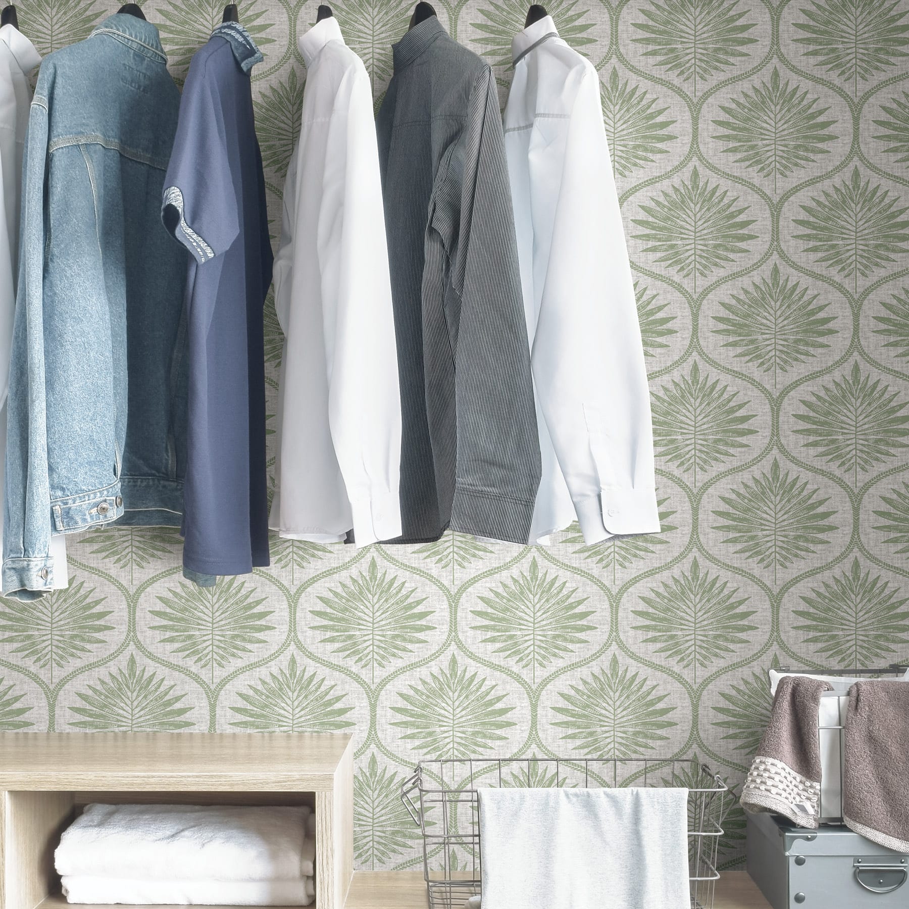 Wallpops Green Primitive Leaves Peel & Stick Wallpaper