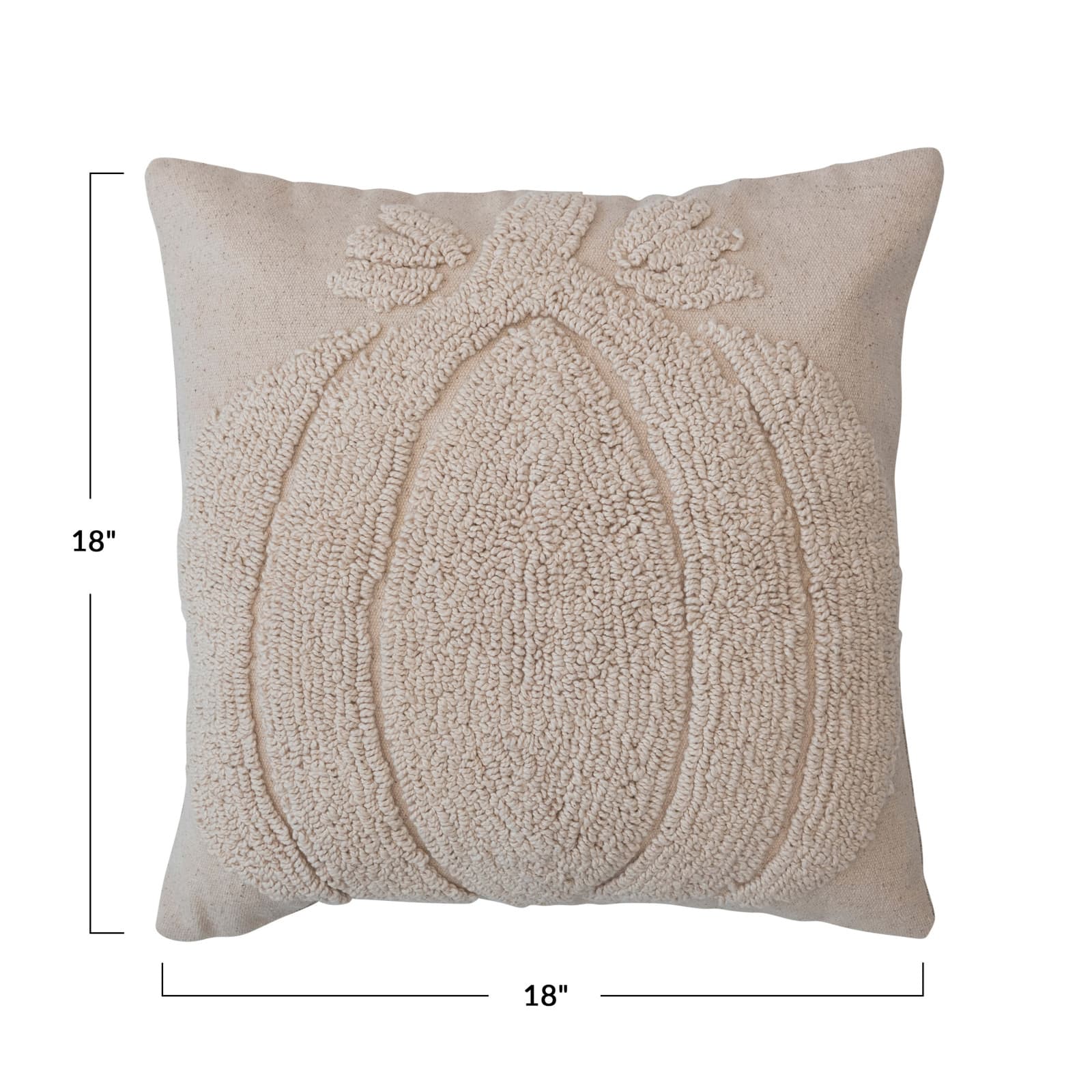 18&#x22; Cream Pumpkin &#x26; Chambray Square Cotton Slub Tufted Pillow