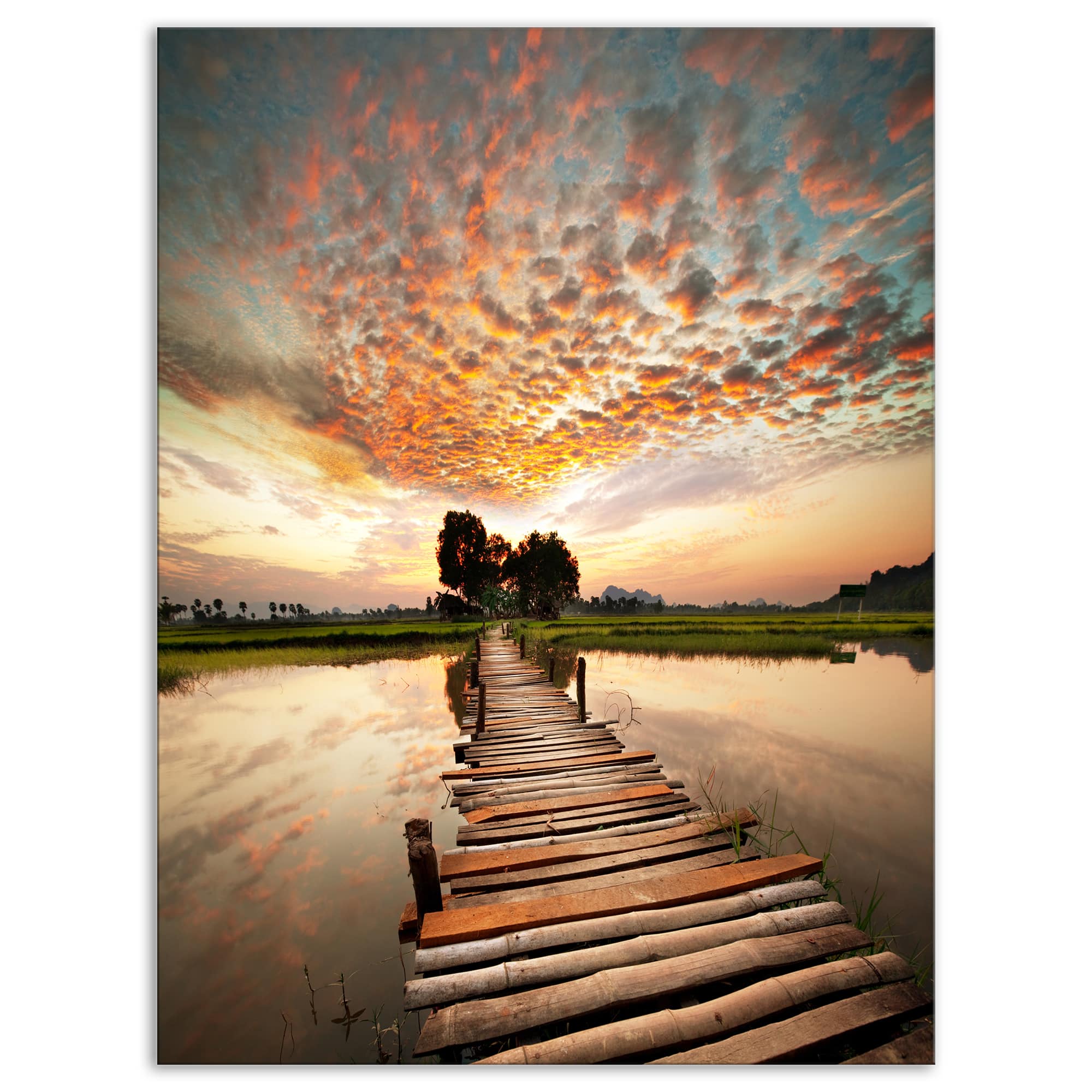 Designart - Makeshift Wooden Pier Over River - Sea Bridge Canvas Art Print