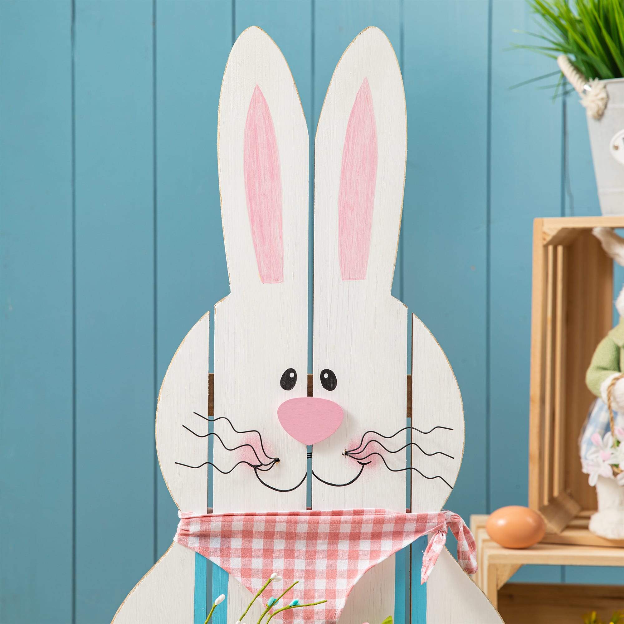 Glitzhome&#xAE; 30&#x22; Easter Wooden Bunny Porch D&#xE9;cor